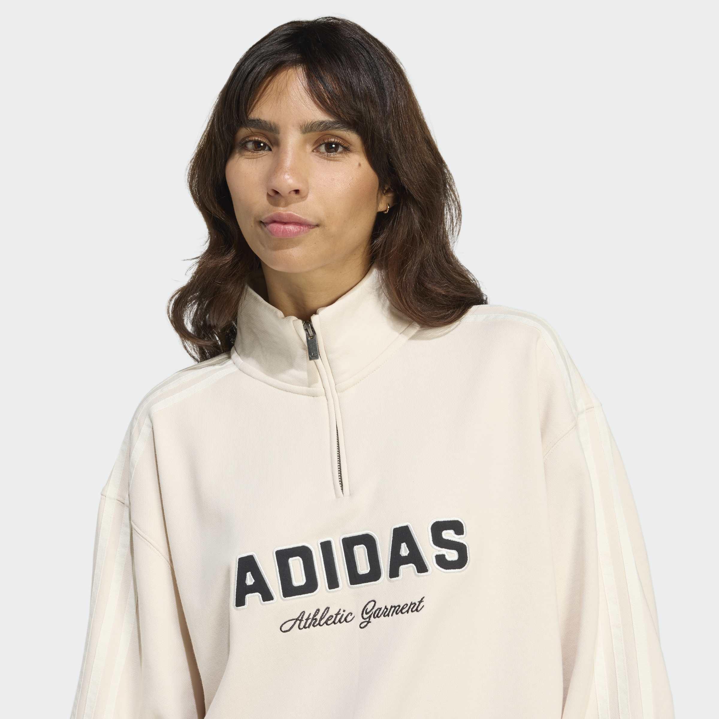adidas Originals Athl Dept Graphic Quarter Zip, White, A701_ONE, large image number 3