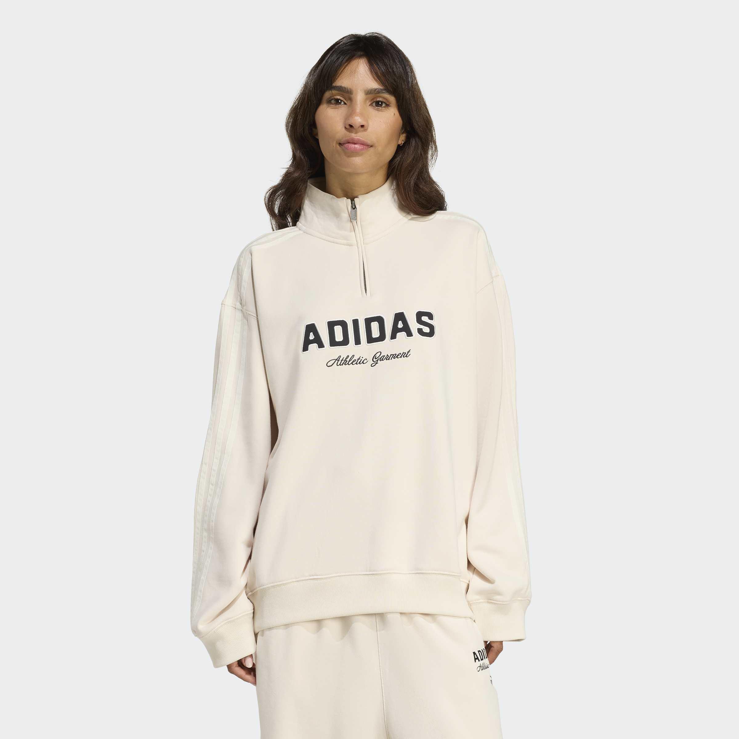 adidas Originals Athl Dept Graphic Quarter Zip, White, A701_ONE, large image number 5