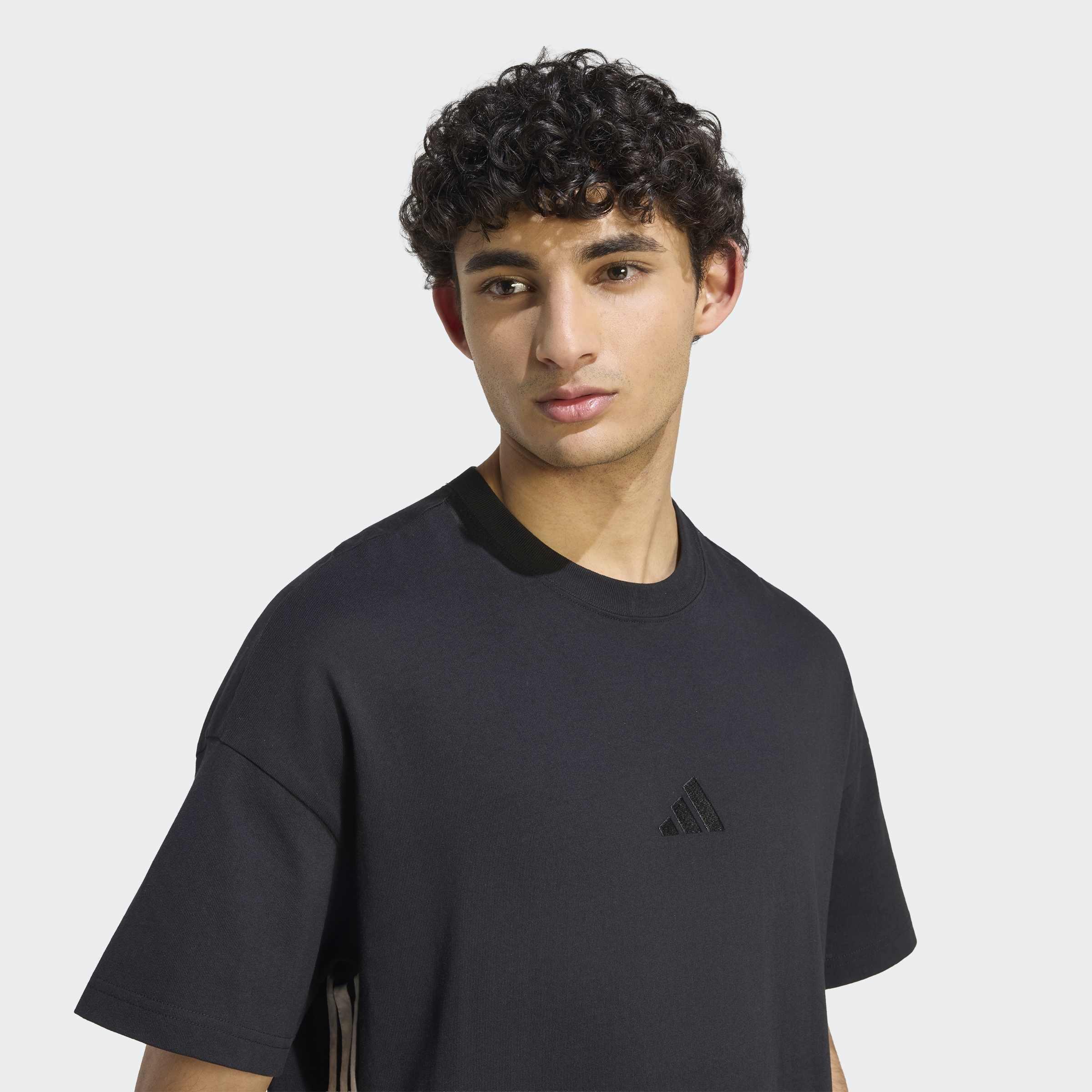 adidas Kit 3-Stripes Loose T-Shirt, Black, A701_ONE, large image number 3
