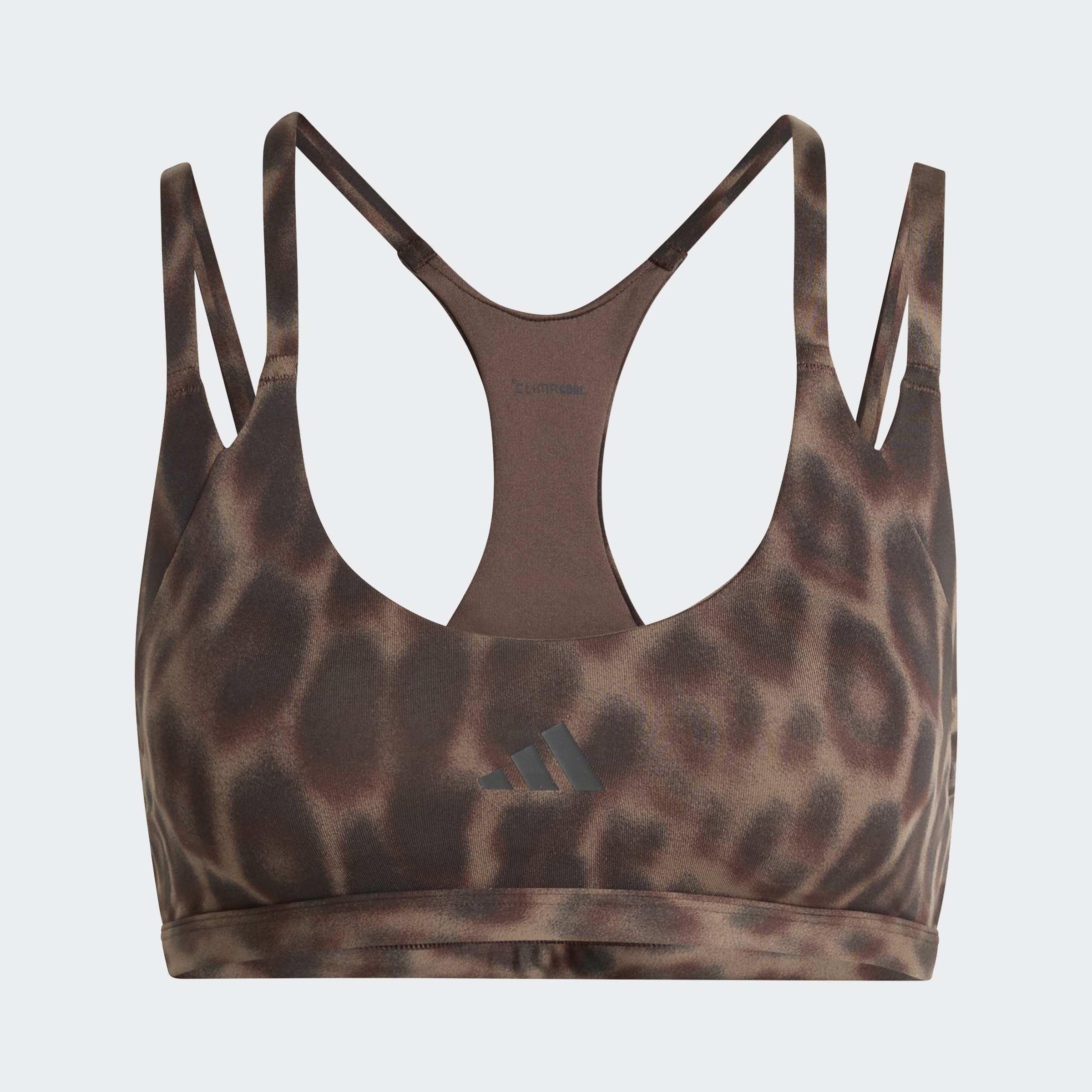 Optime Leopard Strappy Light Support Bra, Brown, A701_ONE, large image number 0