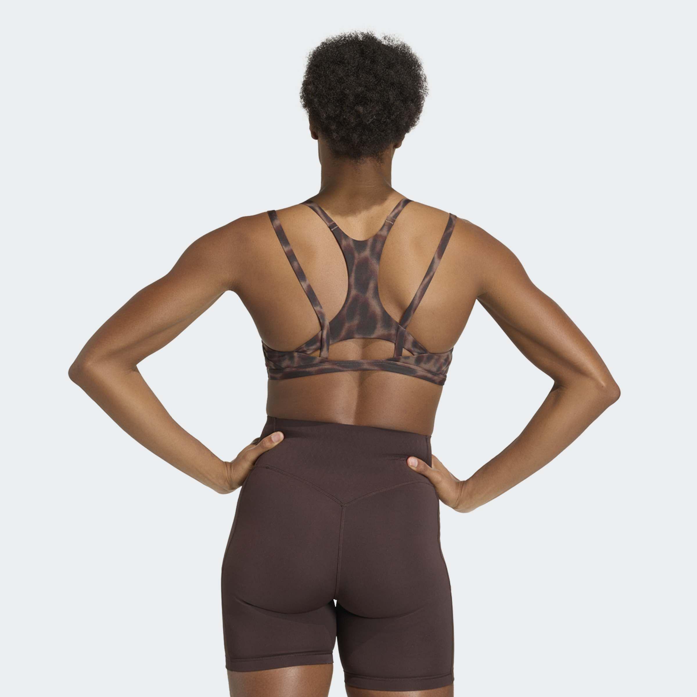Optime Leopard Strappy Light Support Bra, Brown