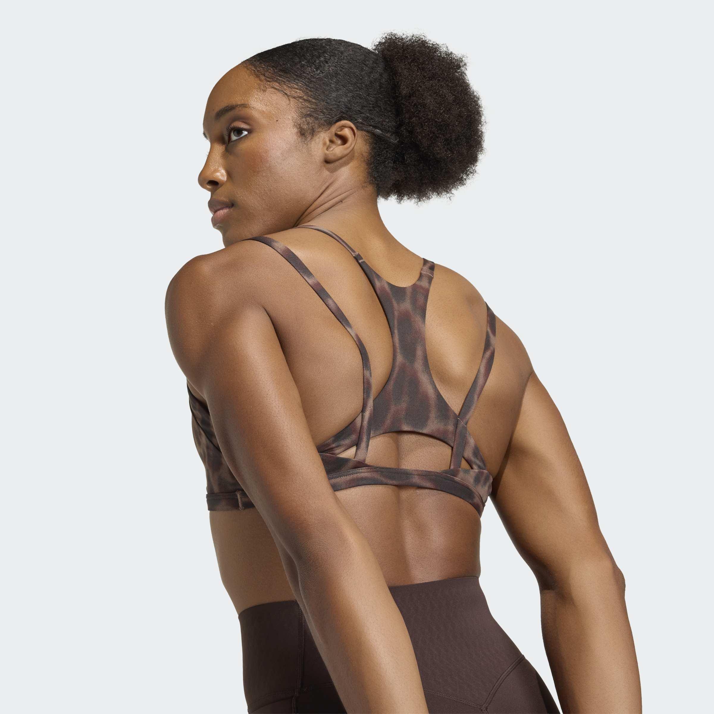Optime Leopard Strappy Light Support Bra, Brown, A701_ONE, large image number 3