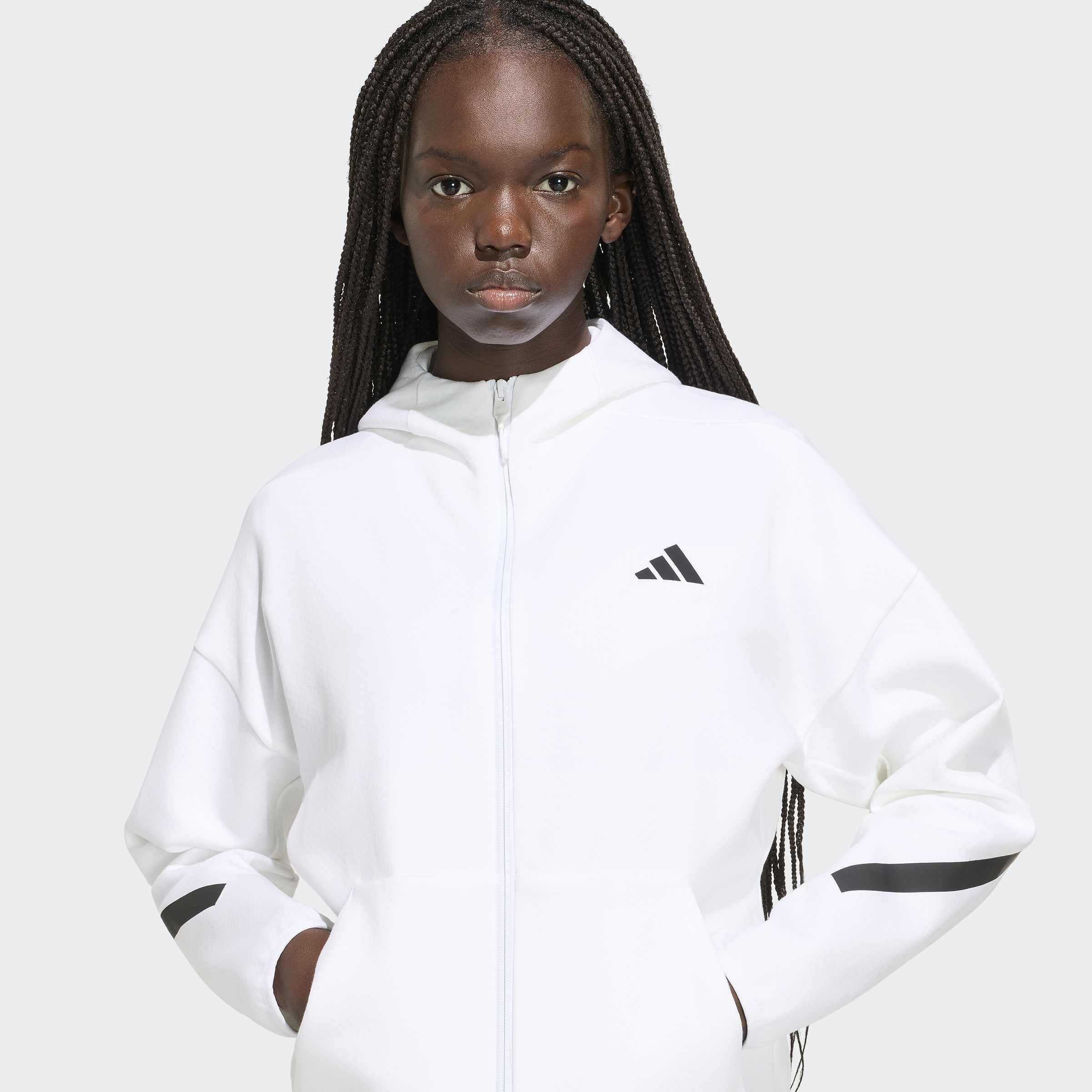 Adidas Z.N.E. Full Zip Hoodie, White, A701_ONE, large image number 2