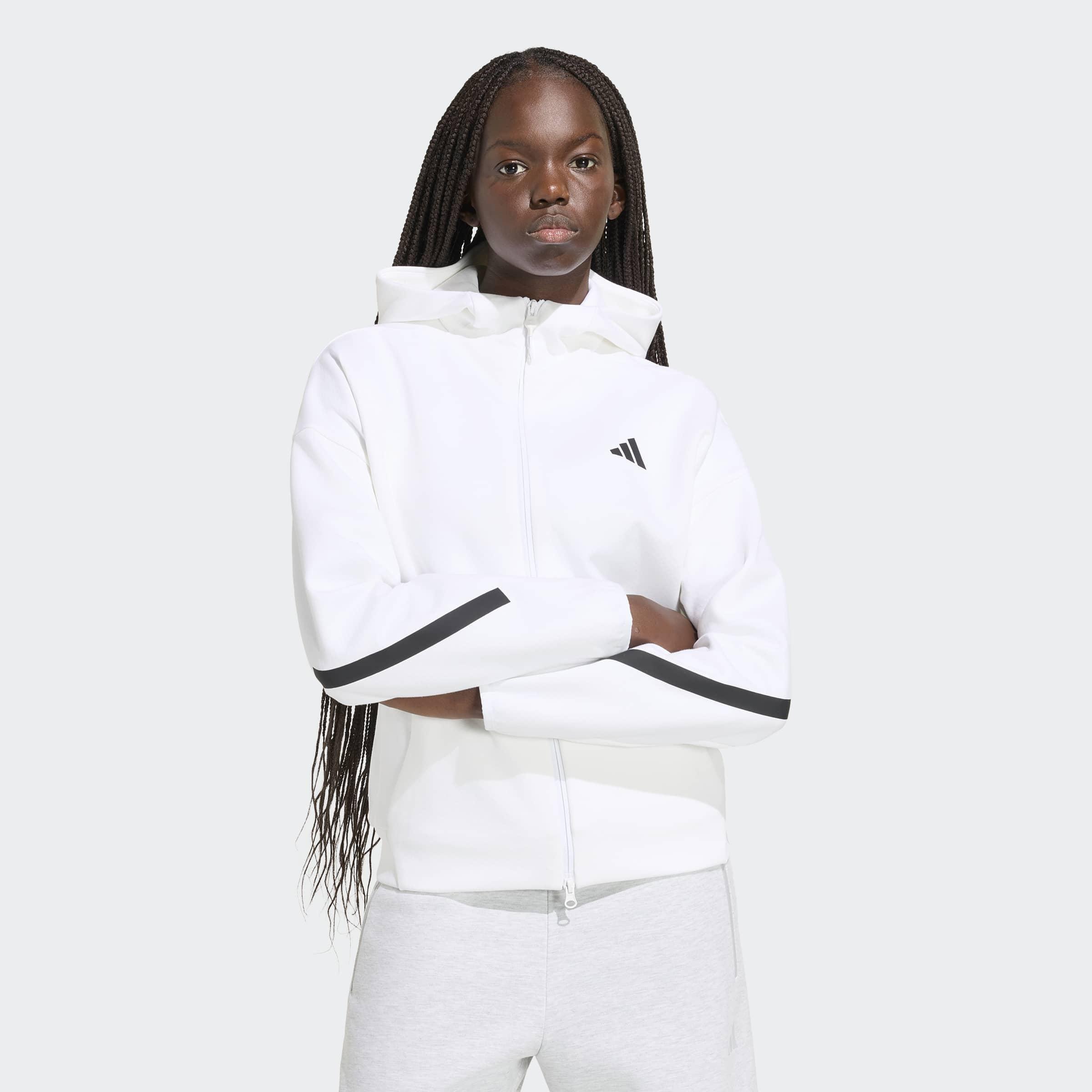 Adidas Z.N.E. Full Zip Hoodie, White, A701_ONE, large image number 4