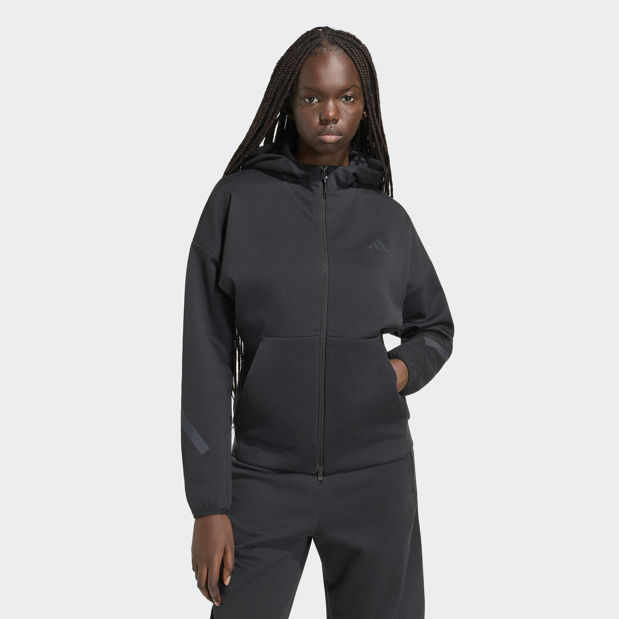 adidas Z.N.E. Full Zip Hoodie, Black, A701_ONE, large image number 4