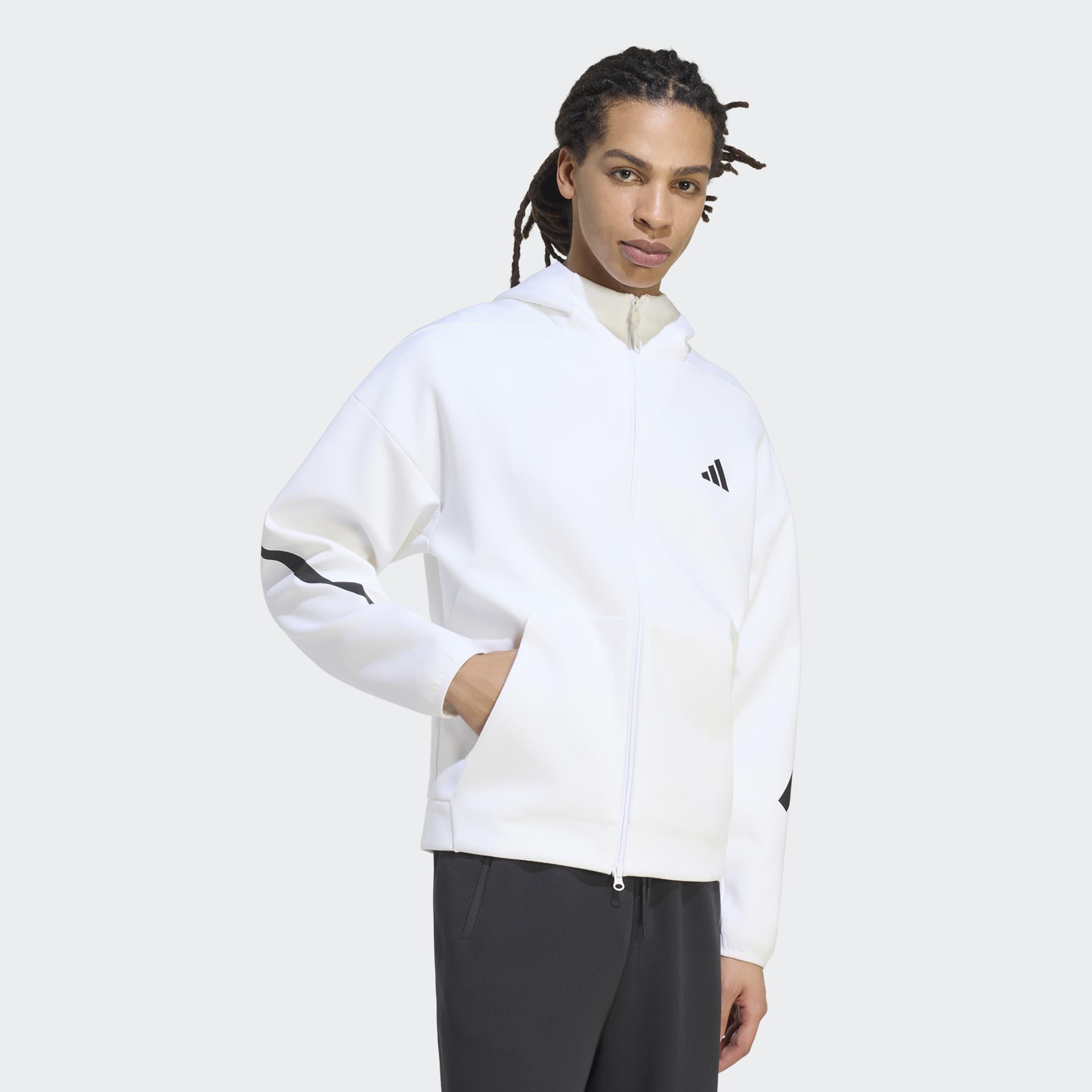 Adidas Z.N.E. Full Zip Track Top, White, A701_ONE, large image number 4