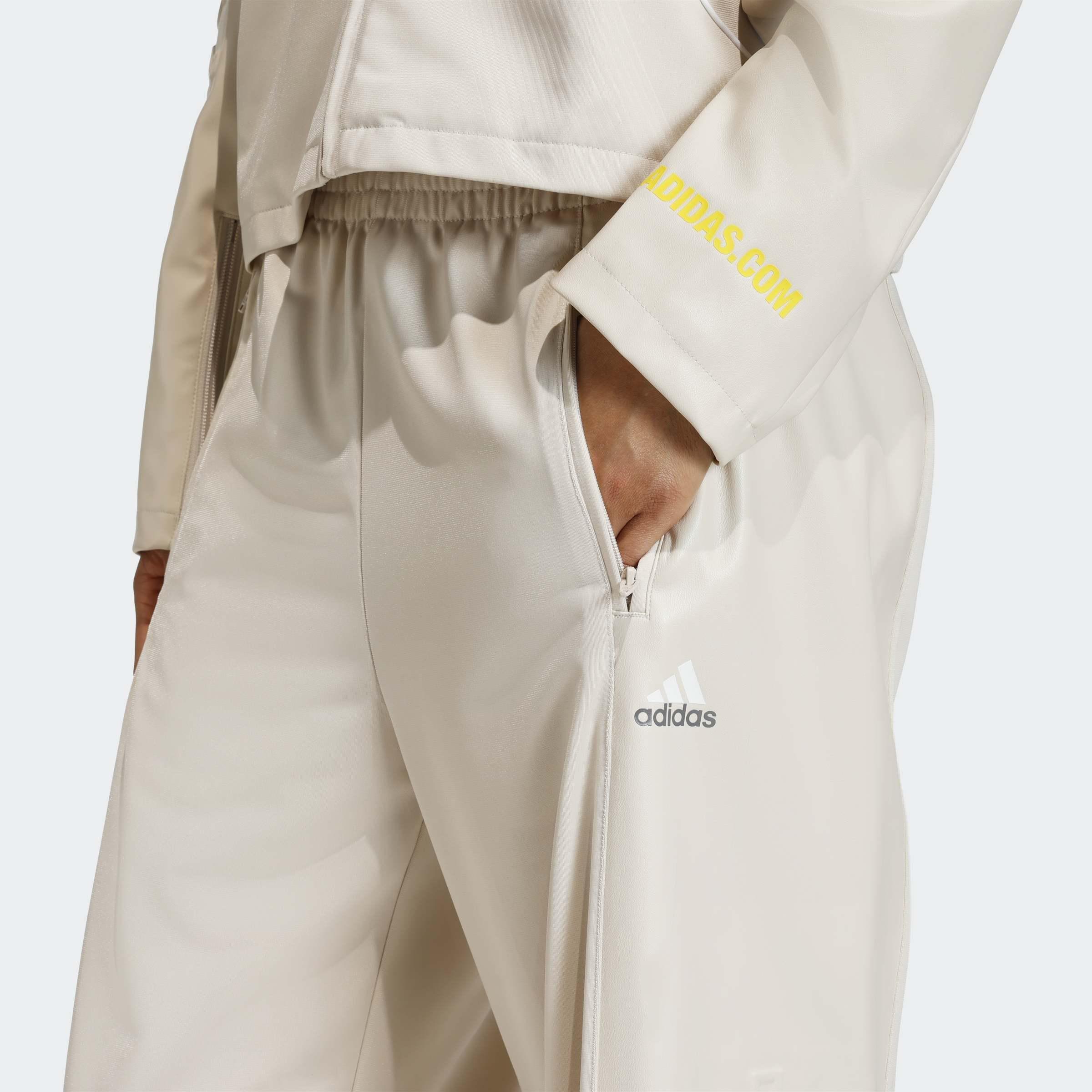 Teamgeist Faux Leather Track Tracksuit Bottoms, Beige, A701_ONE, large image number 2