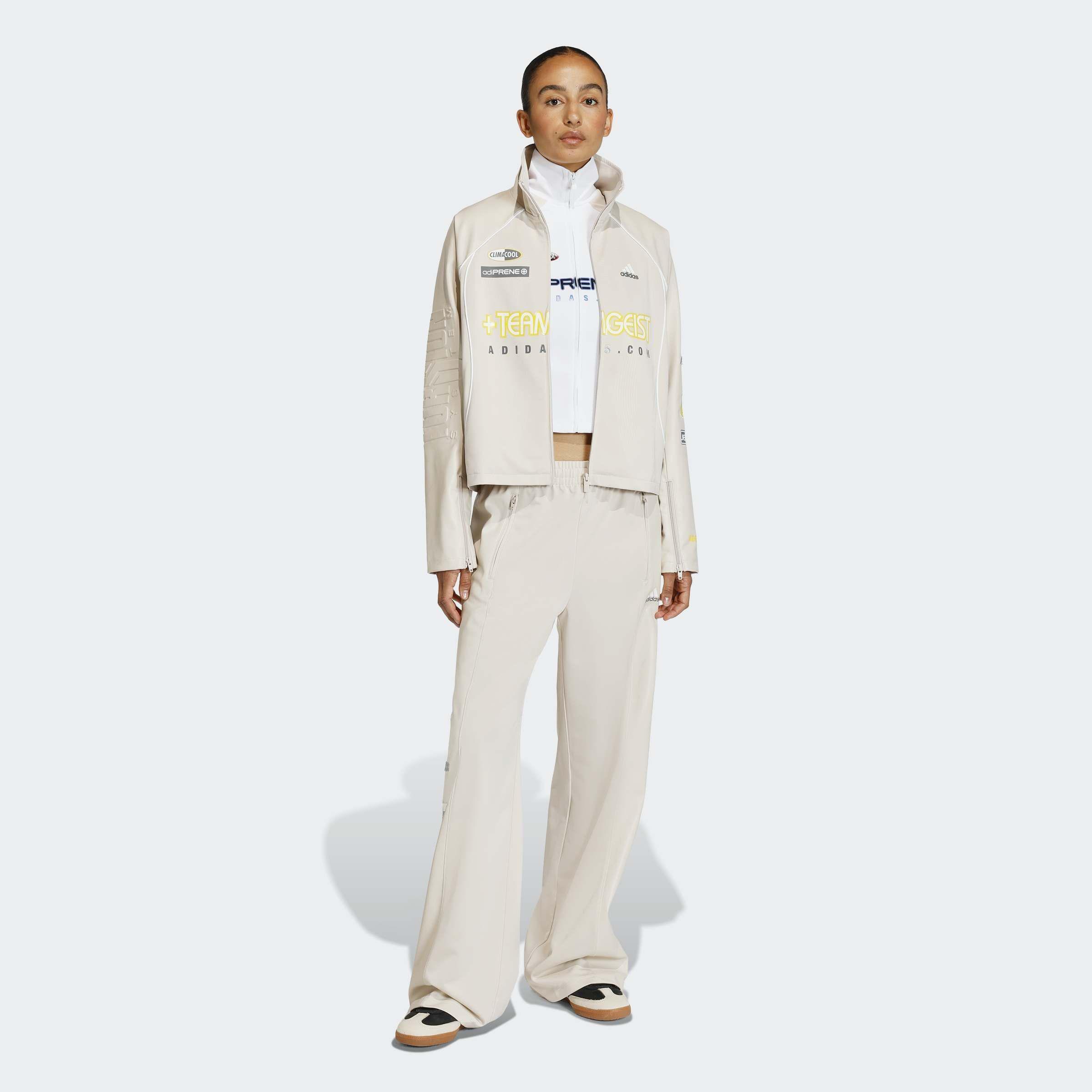 Teamgeist Faux Leather Track Tracksuit Bottoms, Beige, A701_ONE, large image number 4