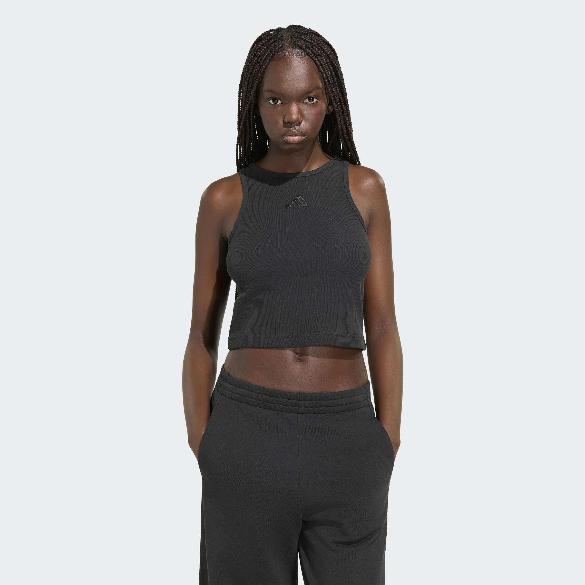 adidas Kit Small Logo Rib Tank Top, Black, A701_ONE, large image number 4