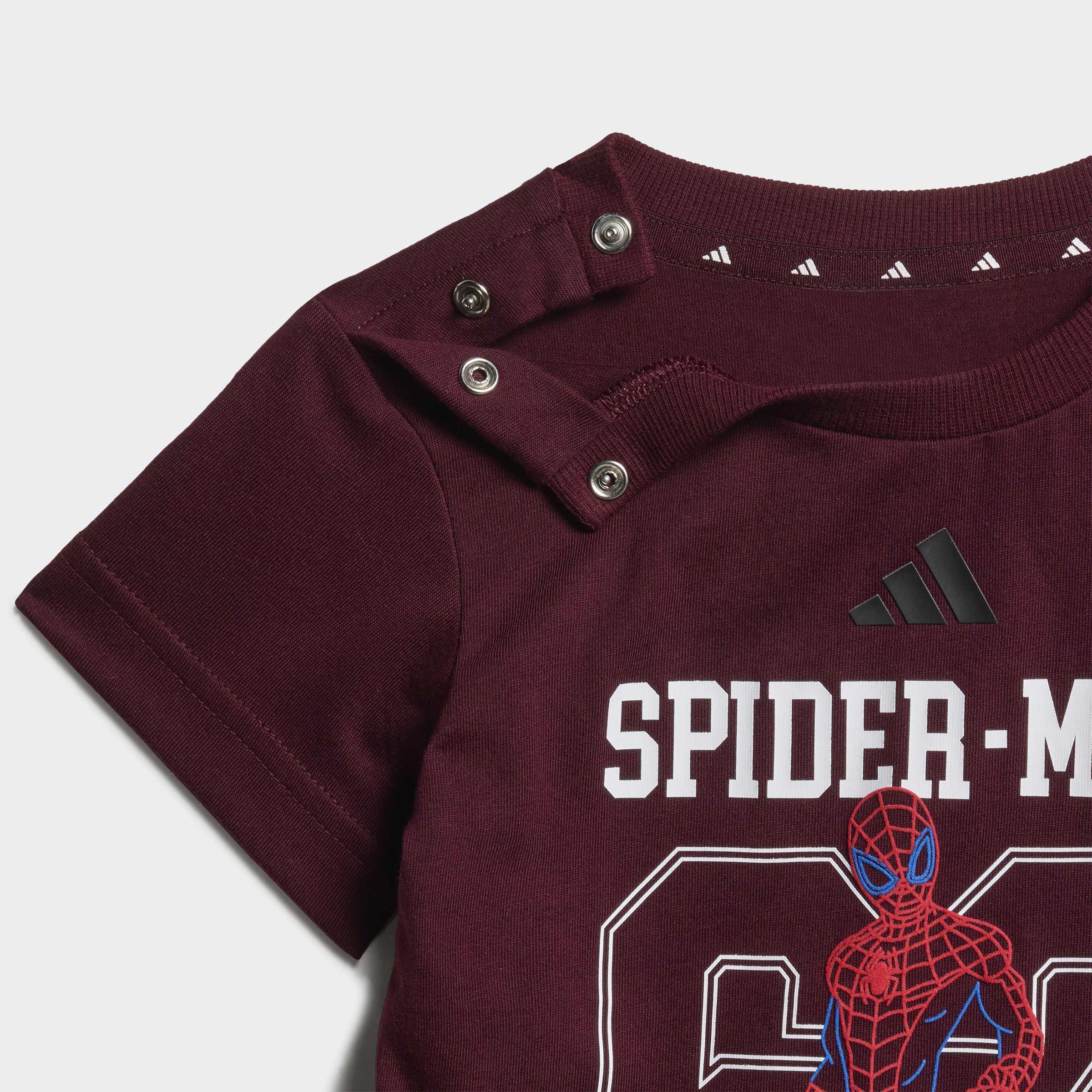 Kids Unisex adidas Marvel Spider-Man T-Shirt Set, Burgundy, A701_ONE, large image number 4