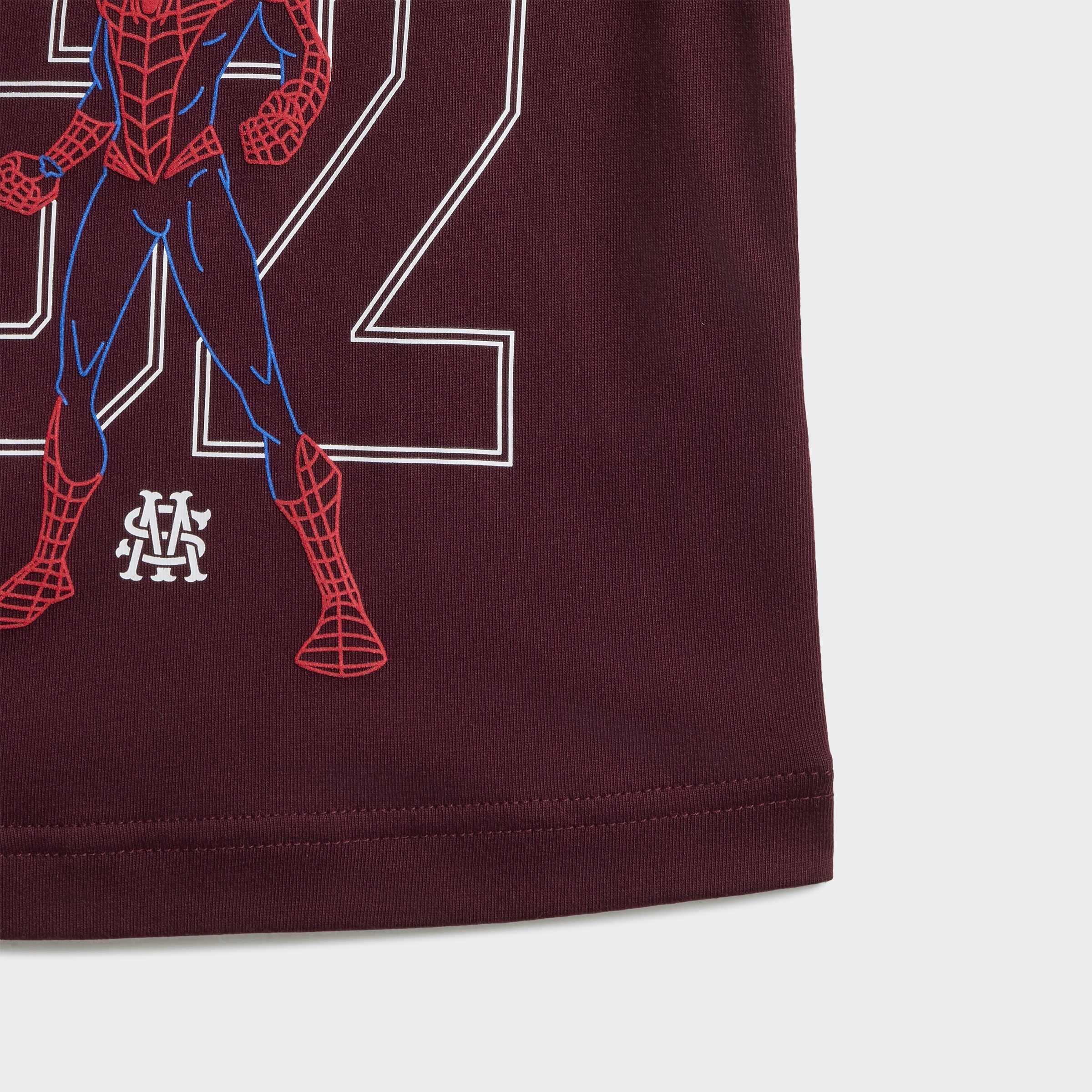 Kids Unisex adidas Marvel Spider-Man T-Shirt Set, Burgundy, A701_ONE, large image number 6