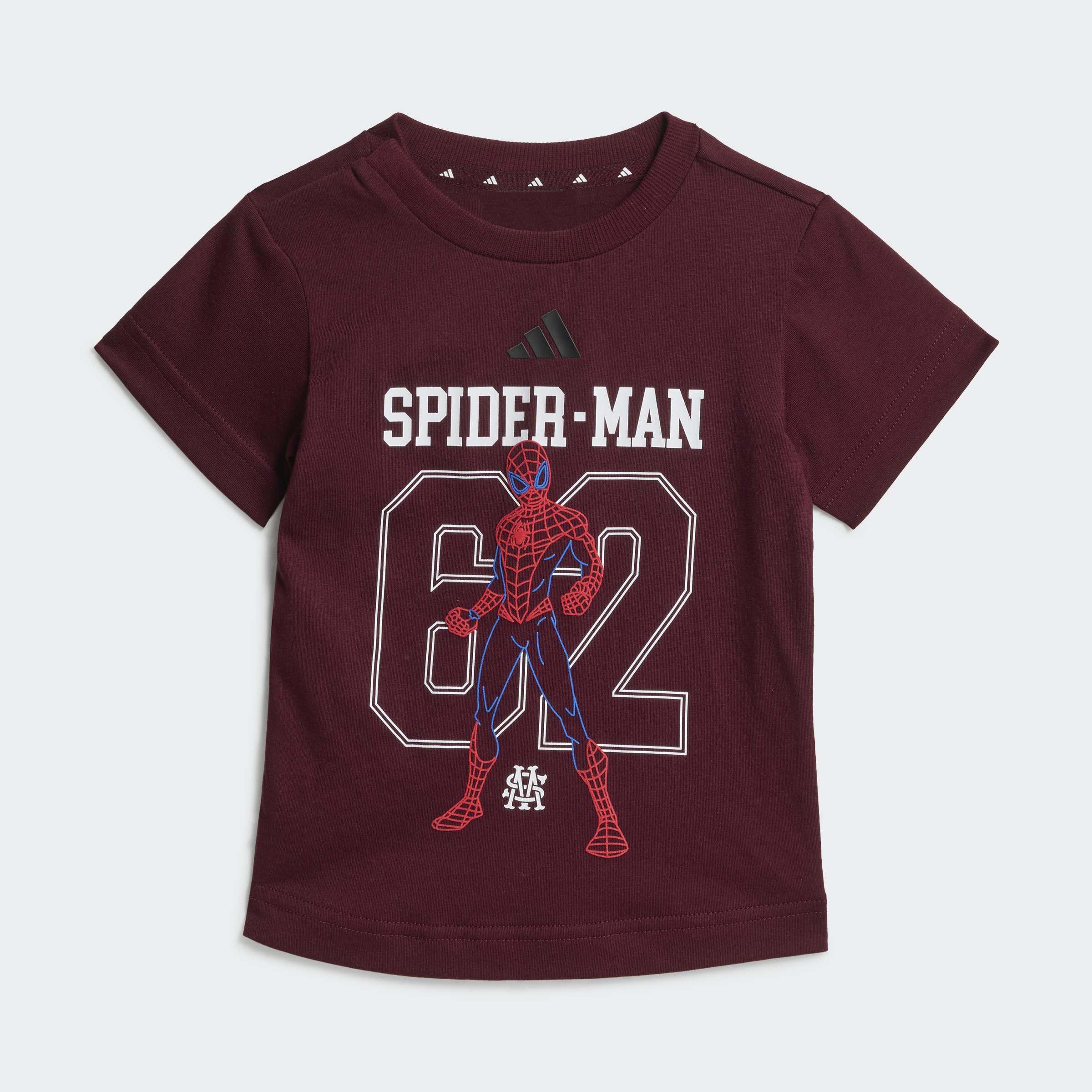 Kids Unisex adidas Marvel Spider-Man T-Shirt Set, Burgundy, A701_ONE, large image number 7