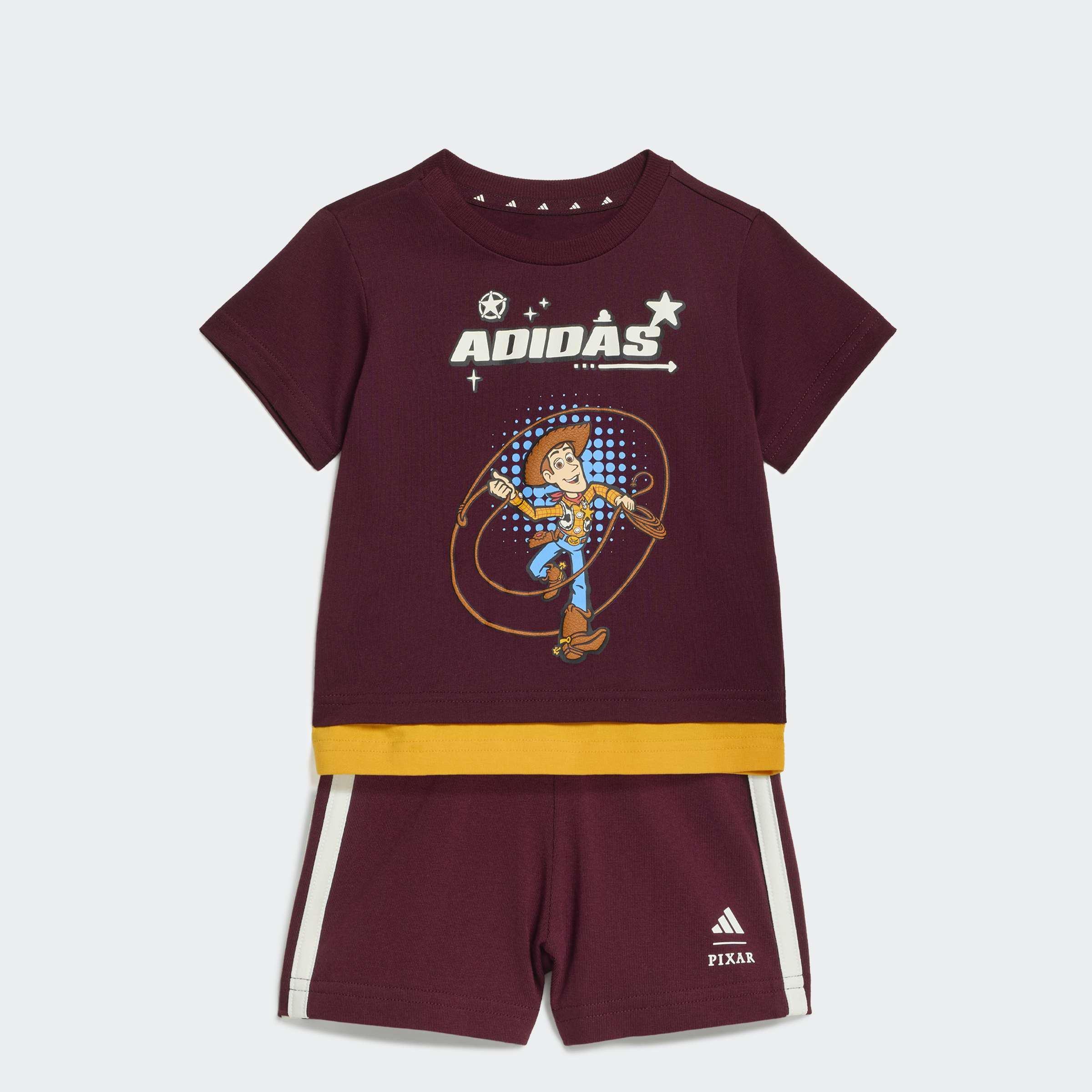 Kids Unisex adidas Pixar Toy Story T-Shirt Set, Burgundy