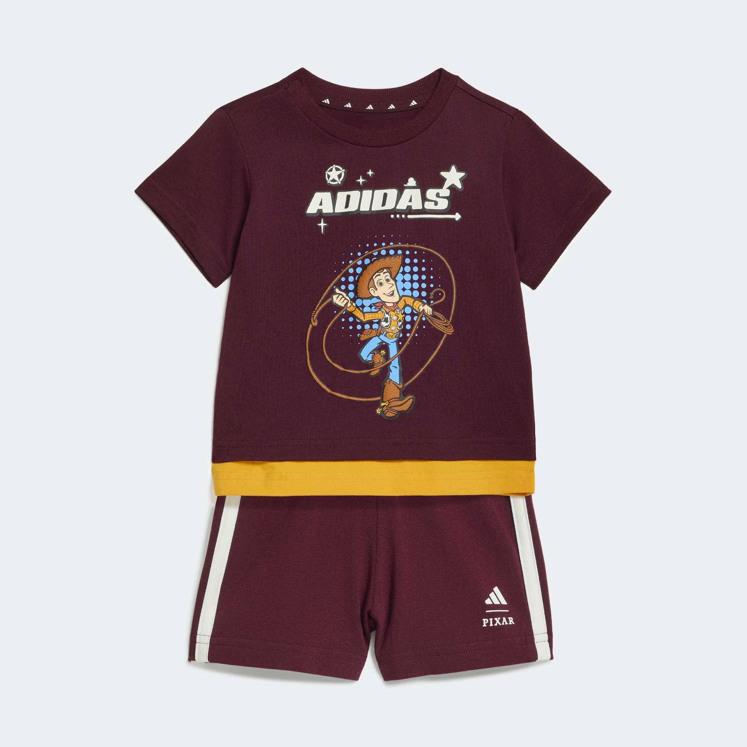 Kids Unisex adidas Pixar Toy Story T-Shirt Set, Burgundy