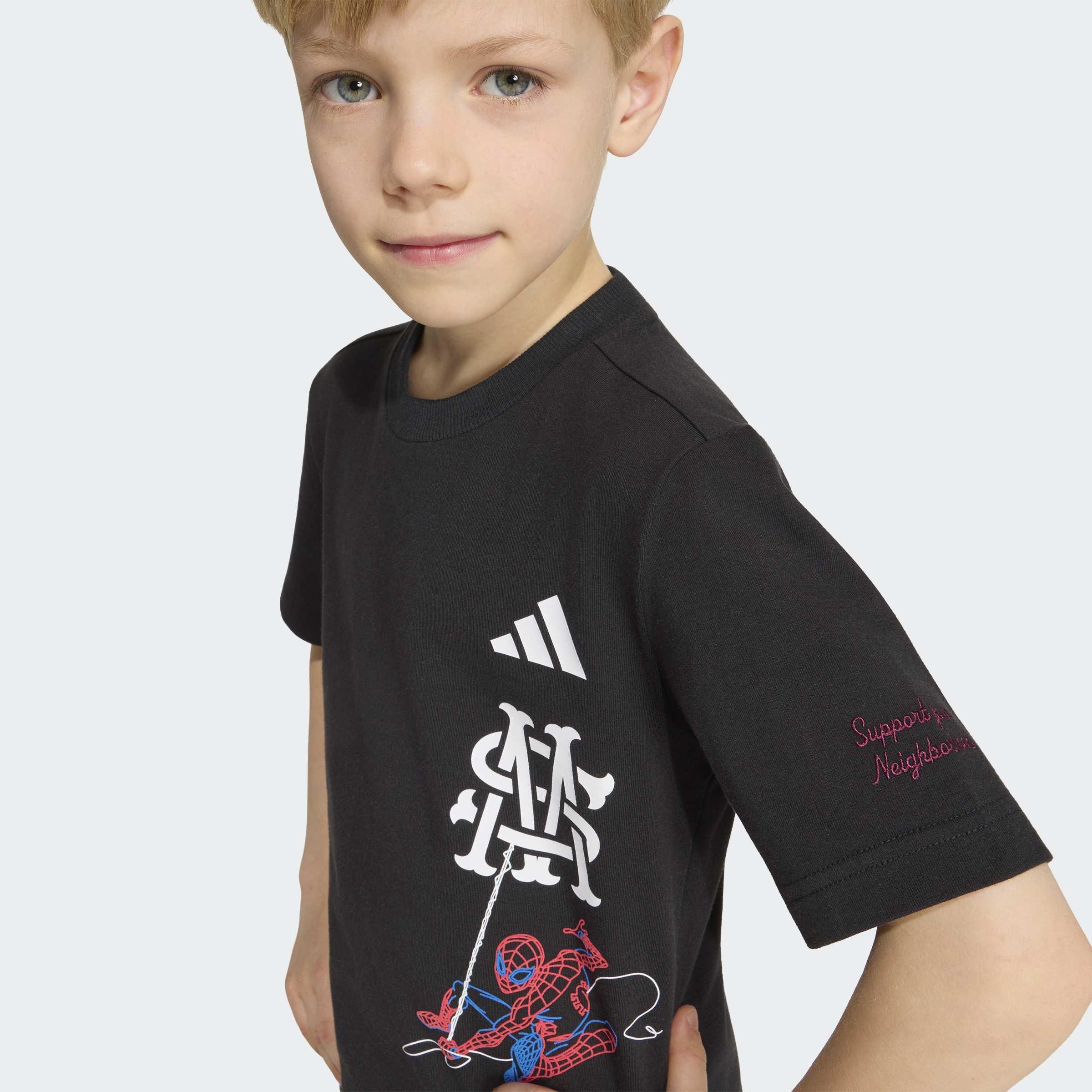 Kids Unisex adidas Marvel Spider-Man T-Shirt Set, Black, A701_ONE, medium