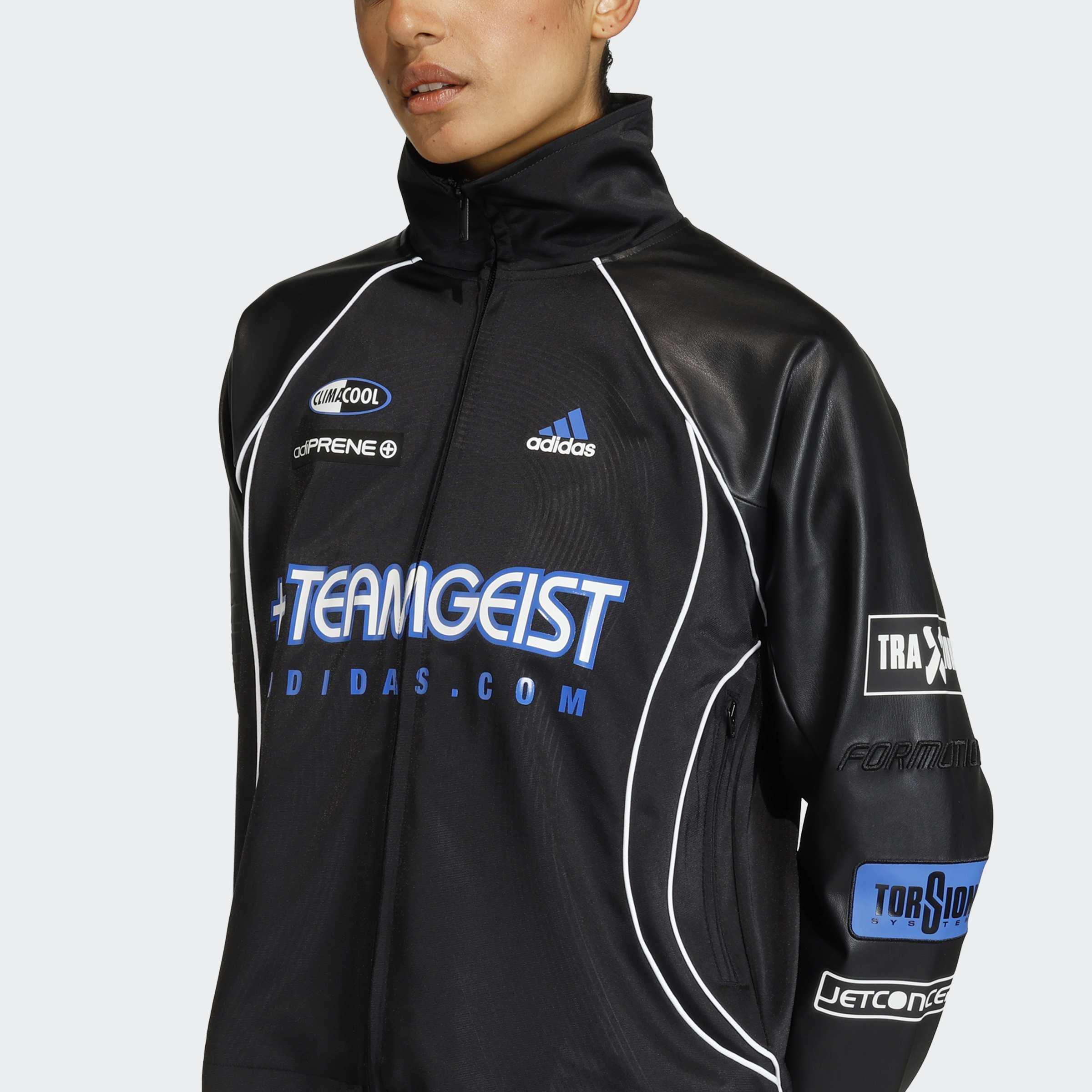 Teamgeist Faux Leather Track Top, Black, A701_ONE, large image number 2