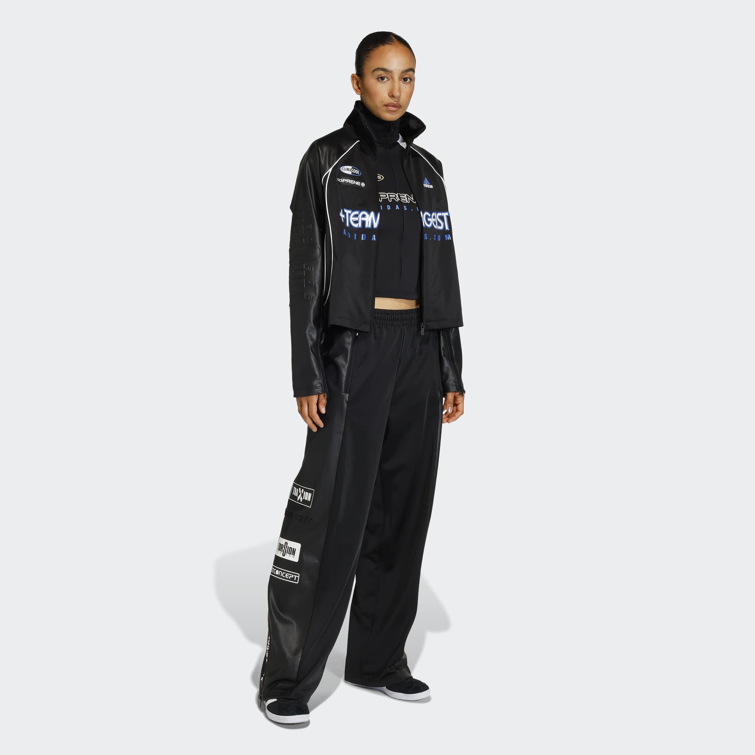 Teamgeist Faux Leather Track Tracksuit Bottoms, Black, A701_ONE, large image number 4