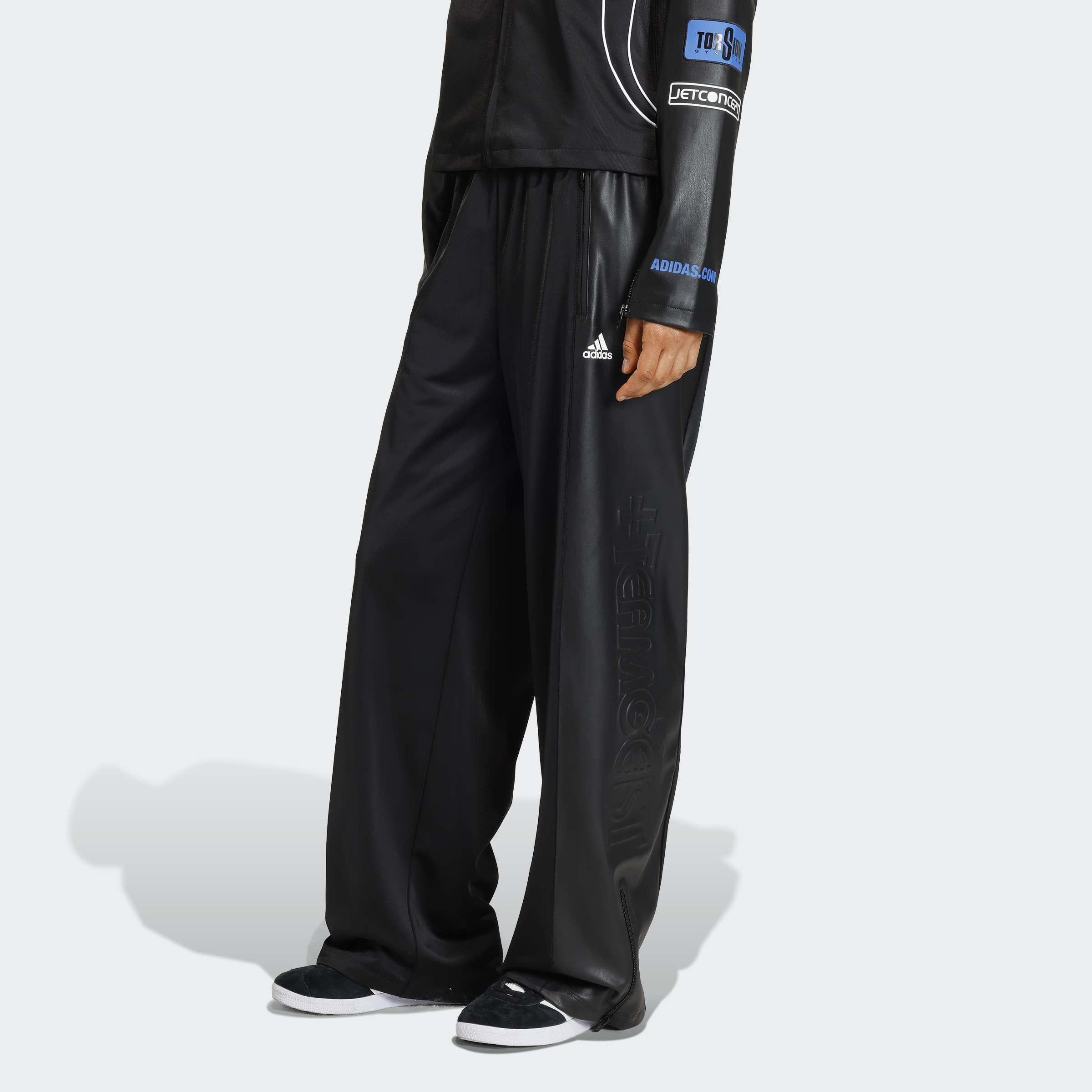 Teamgeist Faux Leather Track Tracksuit Bottoms, Black, A701_ONE, large image number 5