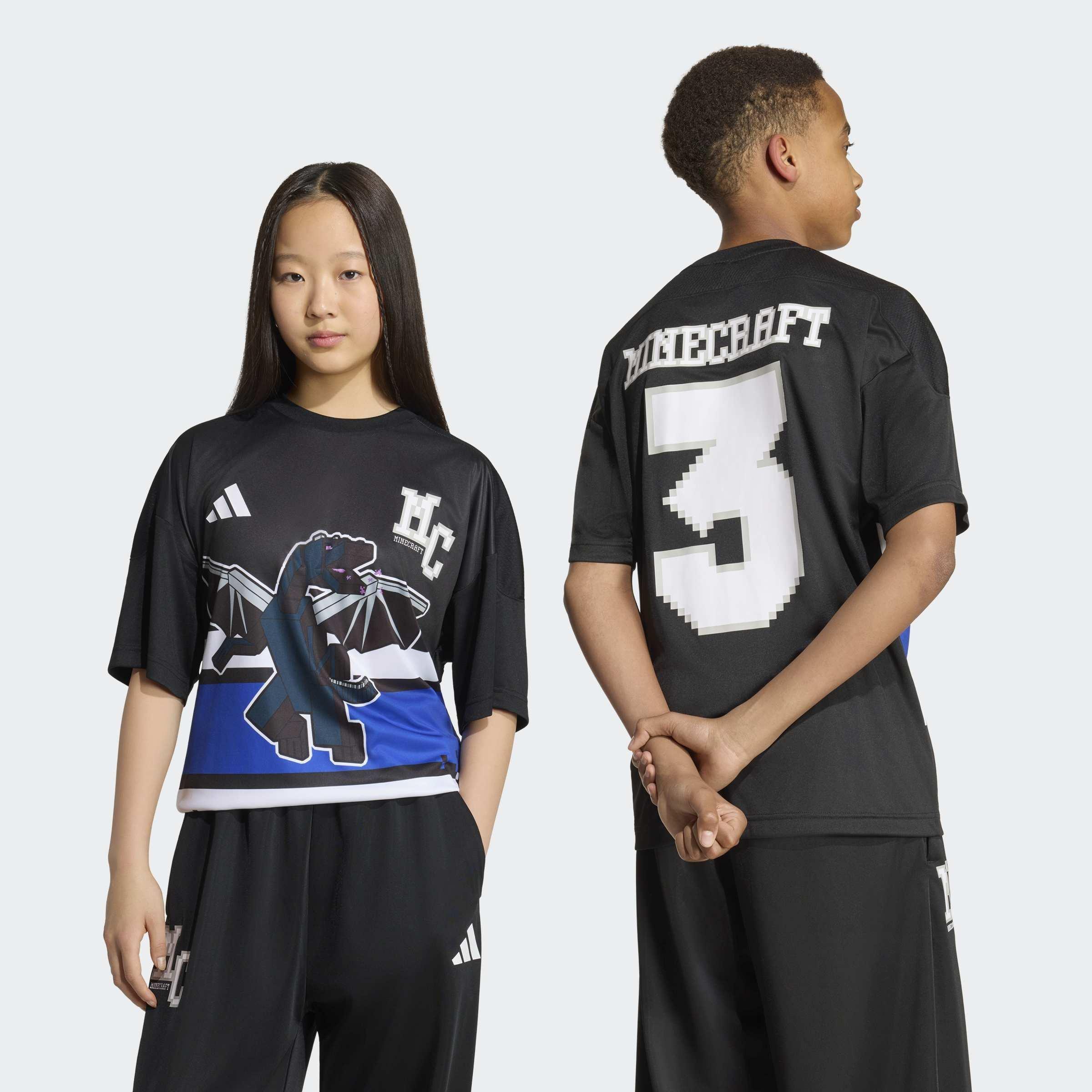 Kids Unisex adidas Minecraft T-Shirt, Black, A701_ONE, large image number 5