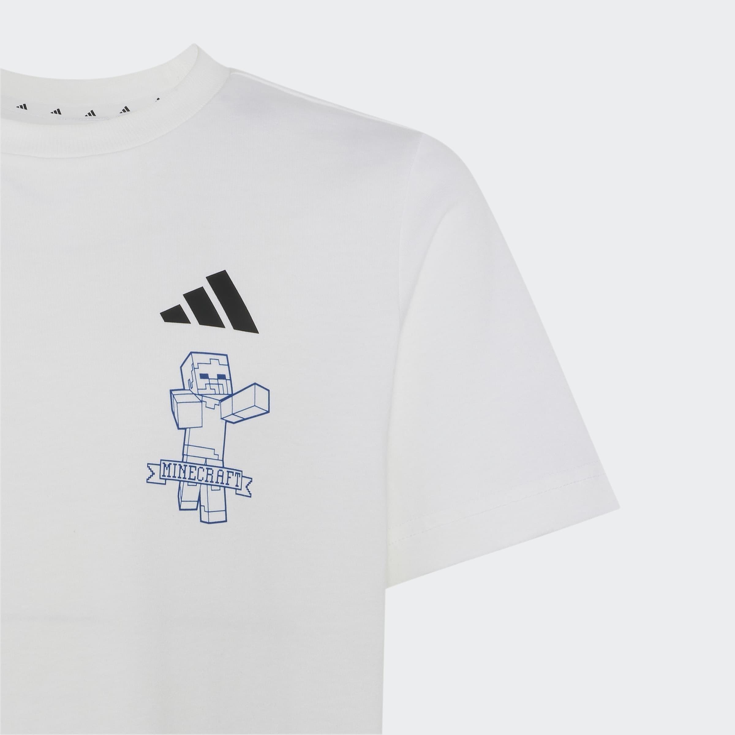 Kids Unisex adidas Minecraft T-Shirt, White, A701_ONE, large image number 4