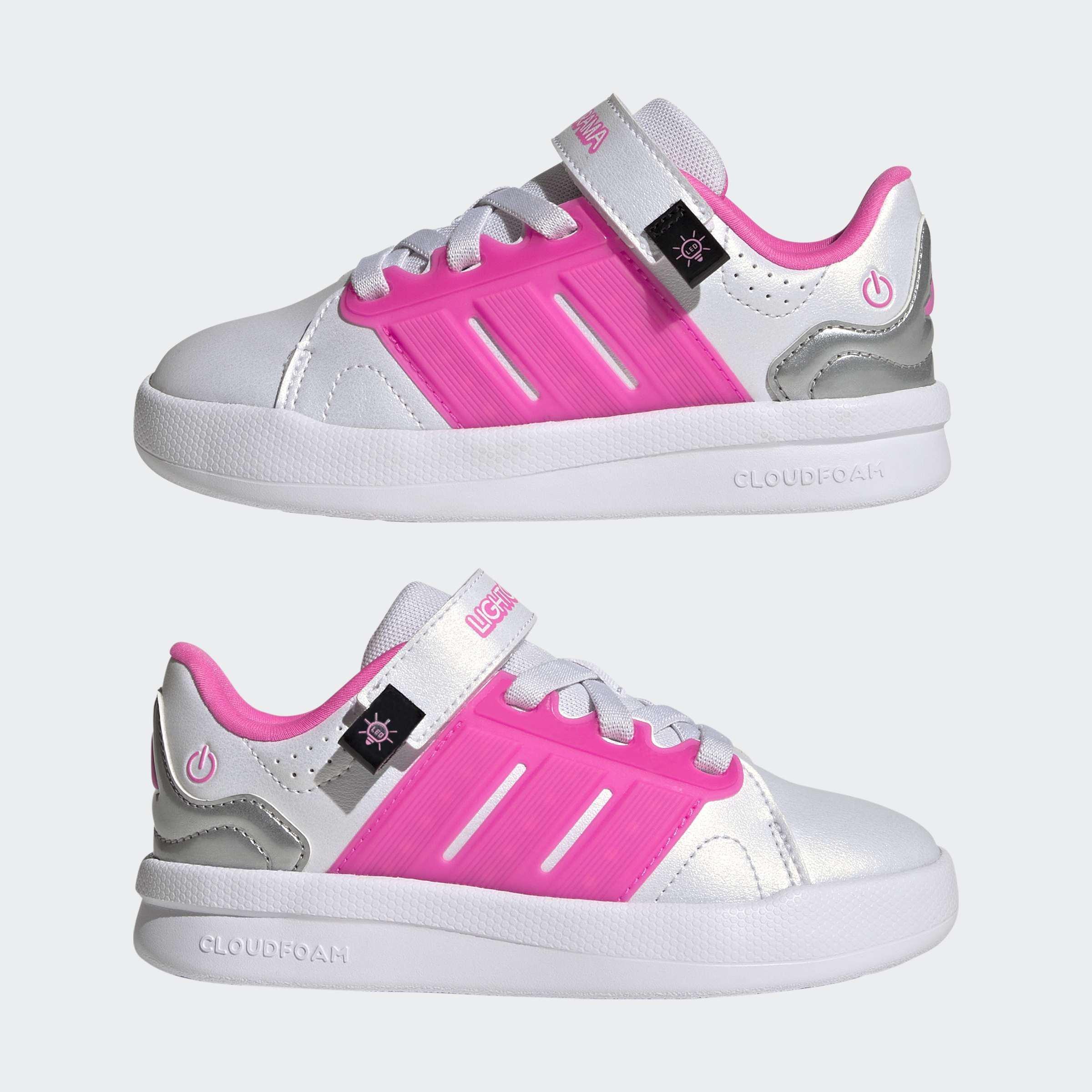 Kids Unisex Lightorama Court Shoes, White, A701_ONE, large image number 7