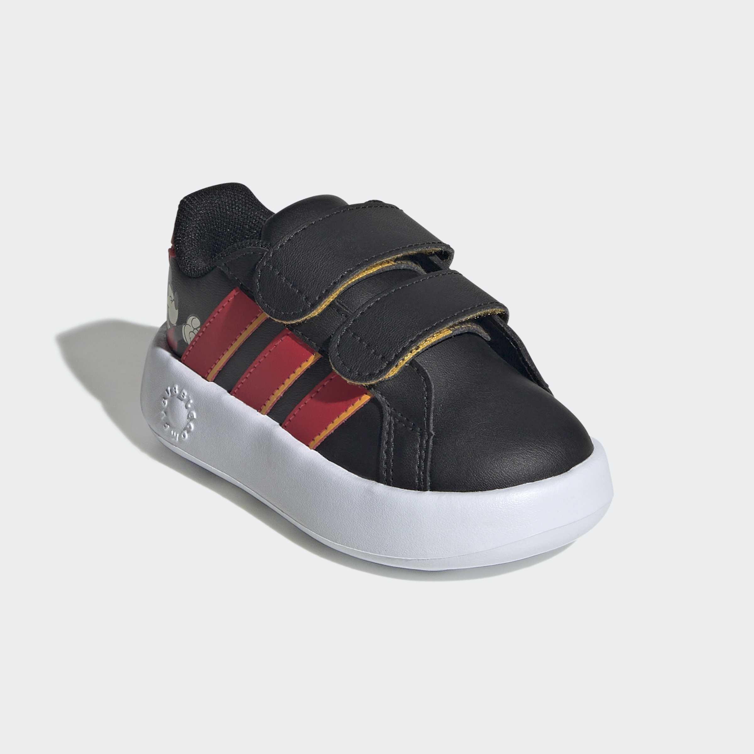 Kids Unisex Adidas Disney Mickey Mouse Grand Court Shoes, Black, A701_ONE, large image number 2