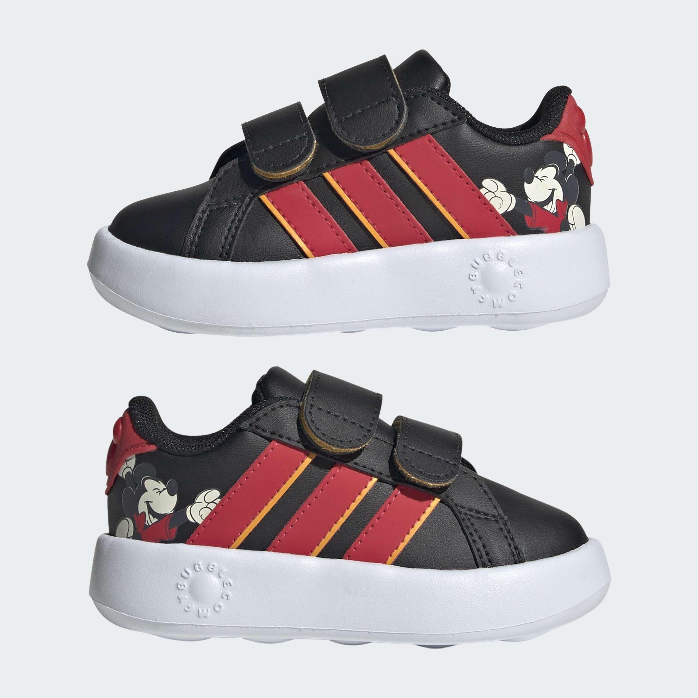 Kids Unisex Adidas Disney Mickey Mouse Grand Court Shoes, Black, A701_ONE, large image number 6