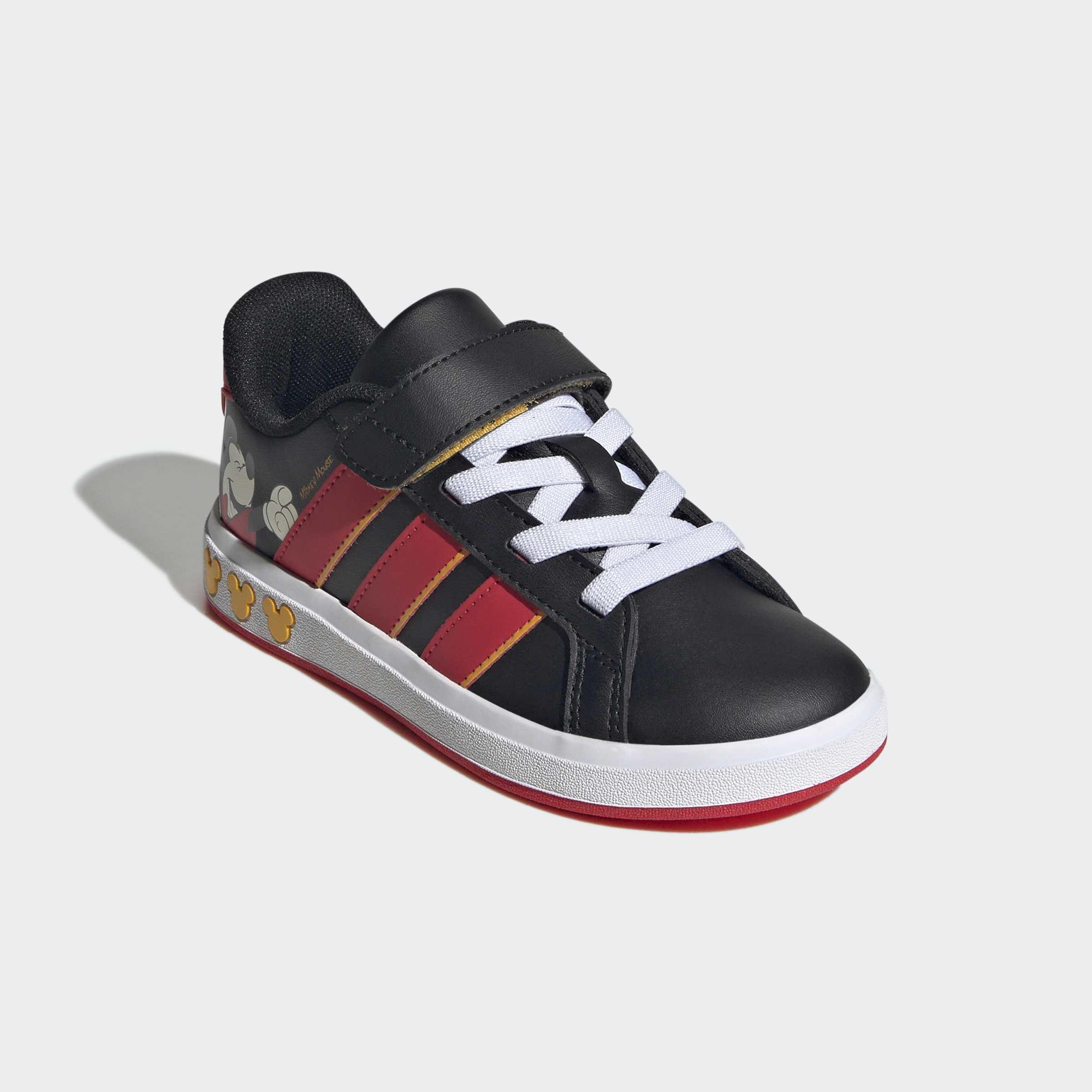 Kids Unisex adidas Disney Mickey Mouse Grand Court Shoes, Black, A701_ONE, large image number 2