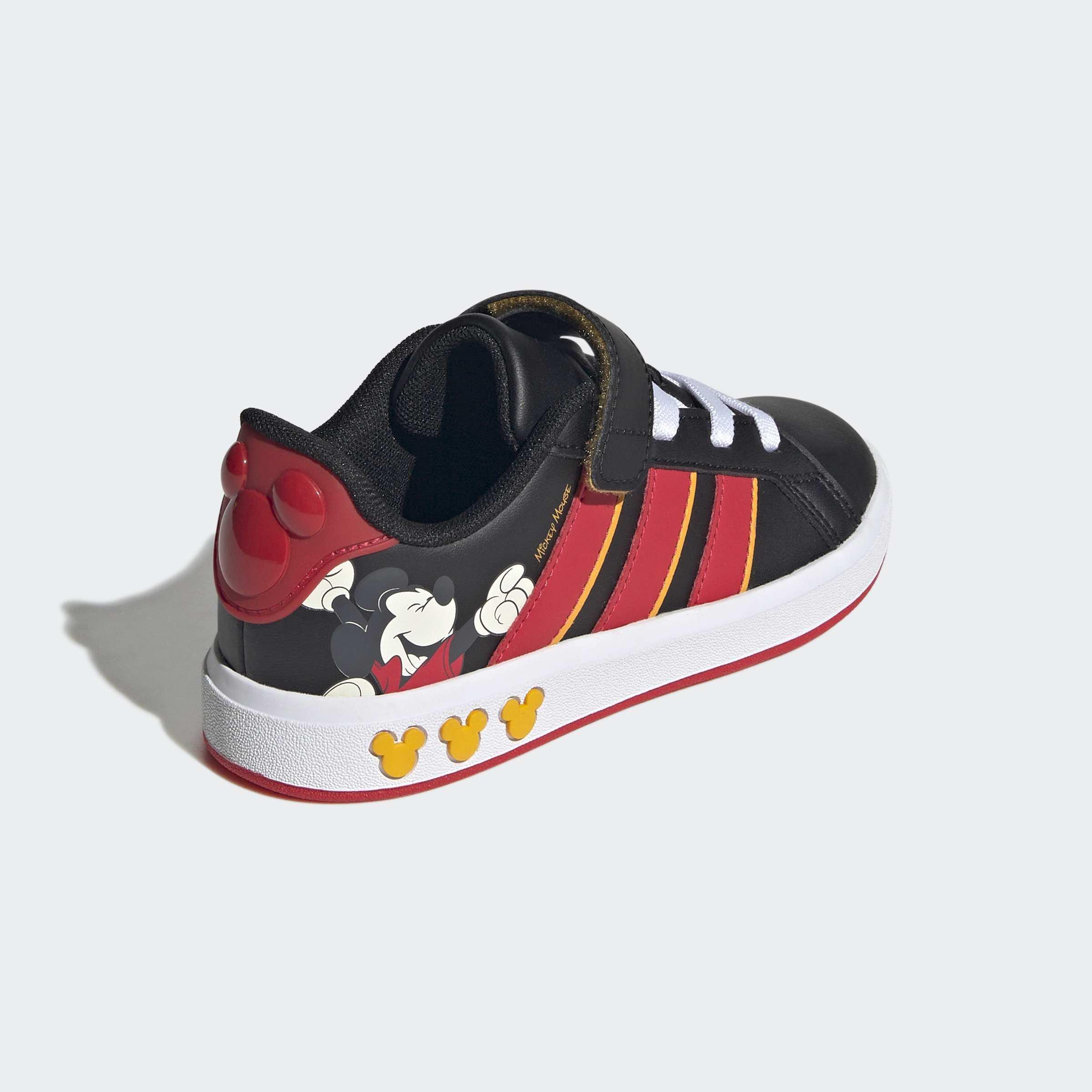 Kids Unisex adidas Disney Mickey Mouse Grand Court Shoes, Black, A701_ONE, large image number 3