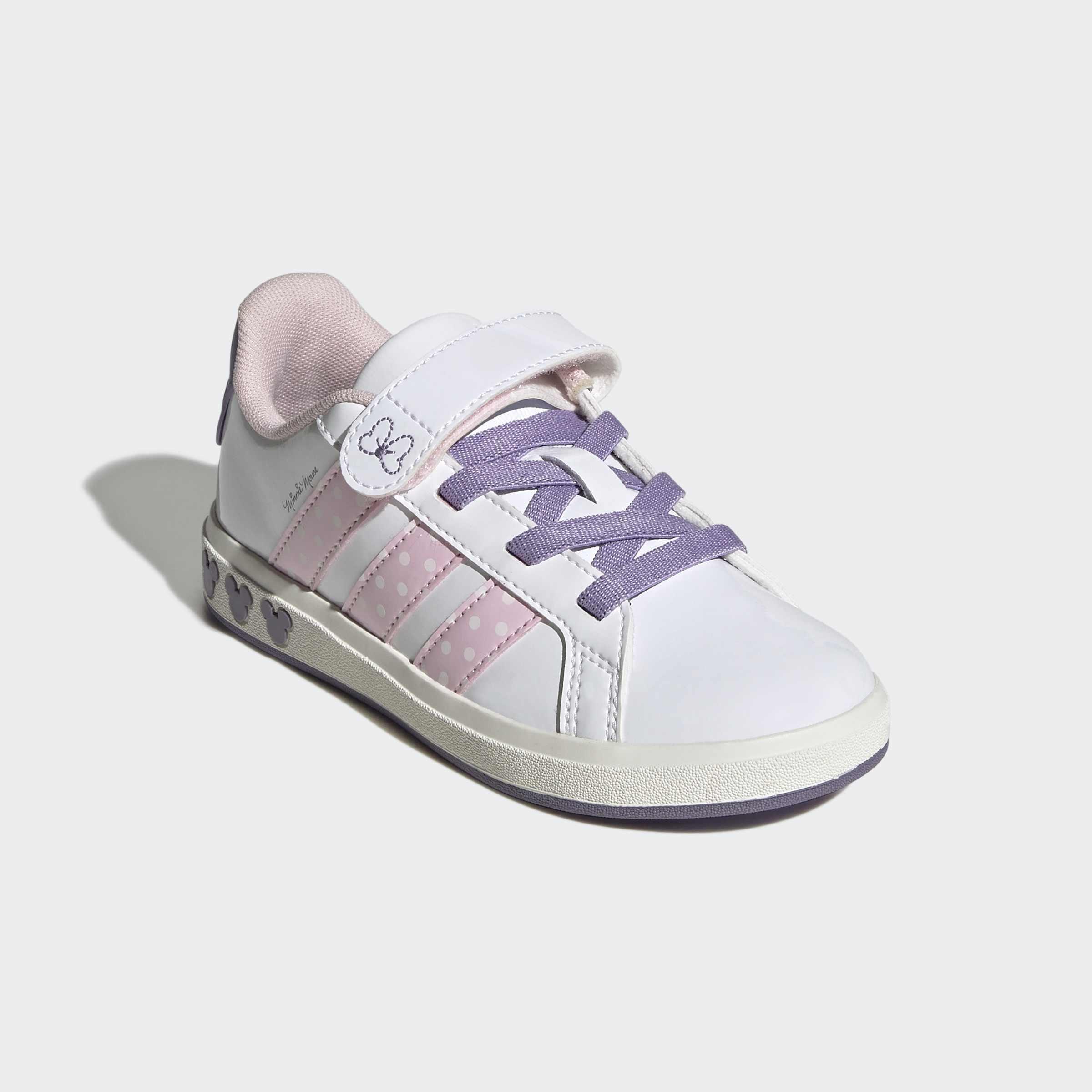 Kids Unisex adidas Disney Minnie Mouse Grand Court Shoes, White, A701_ONE, large image number 2