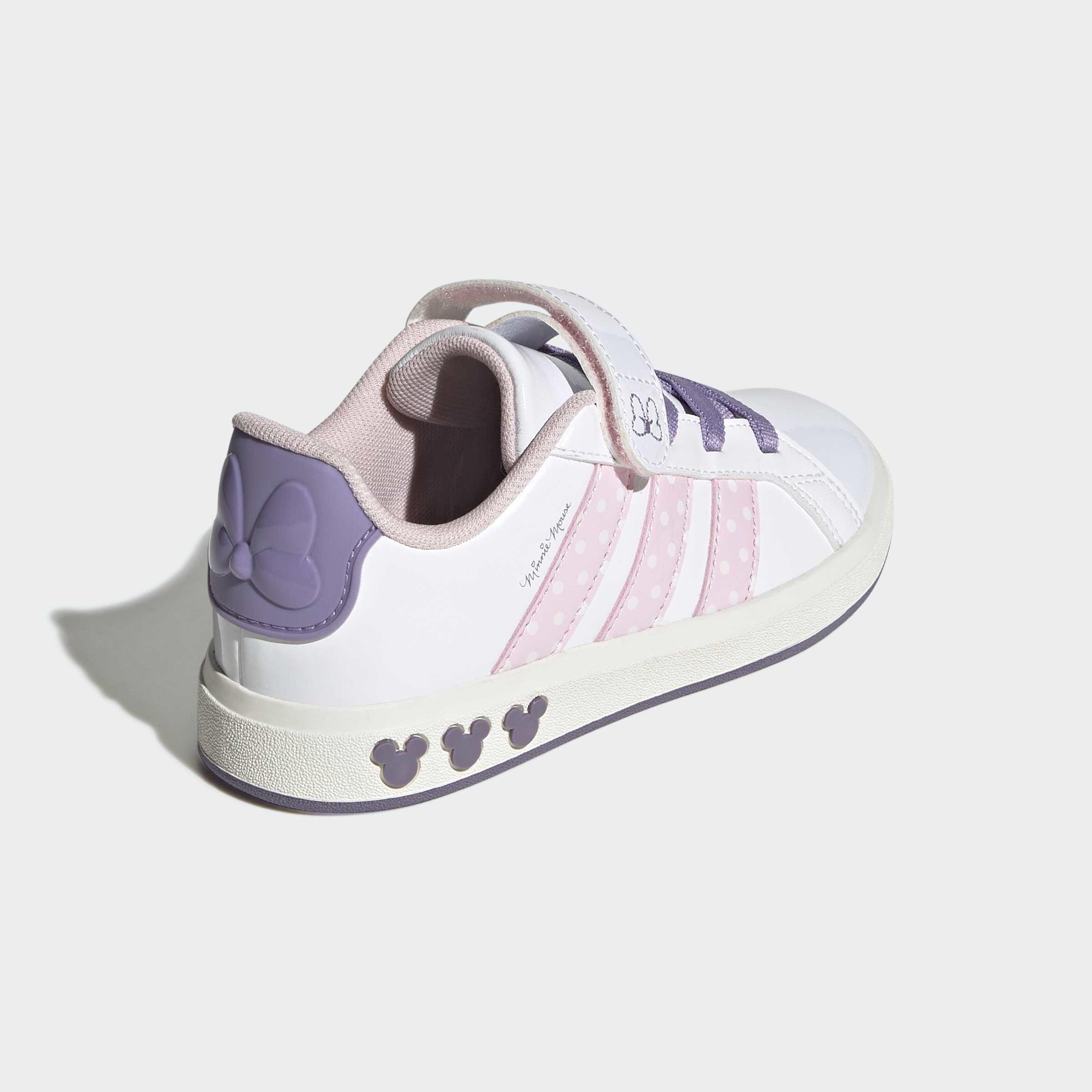Kids Unisex adidas Disney Minnie Mouse Grand Court Shoes, White, A701_ONE, large image number 3