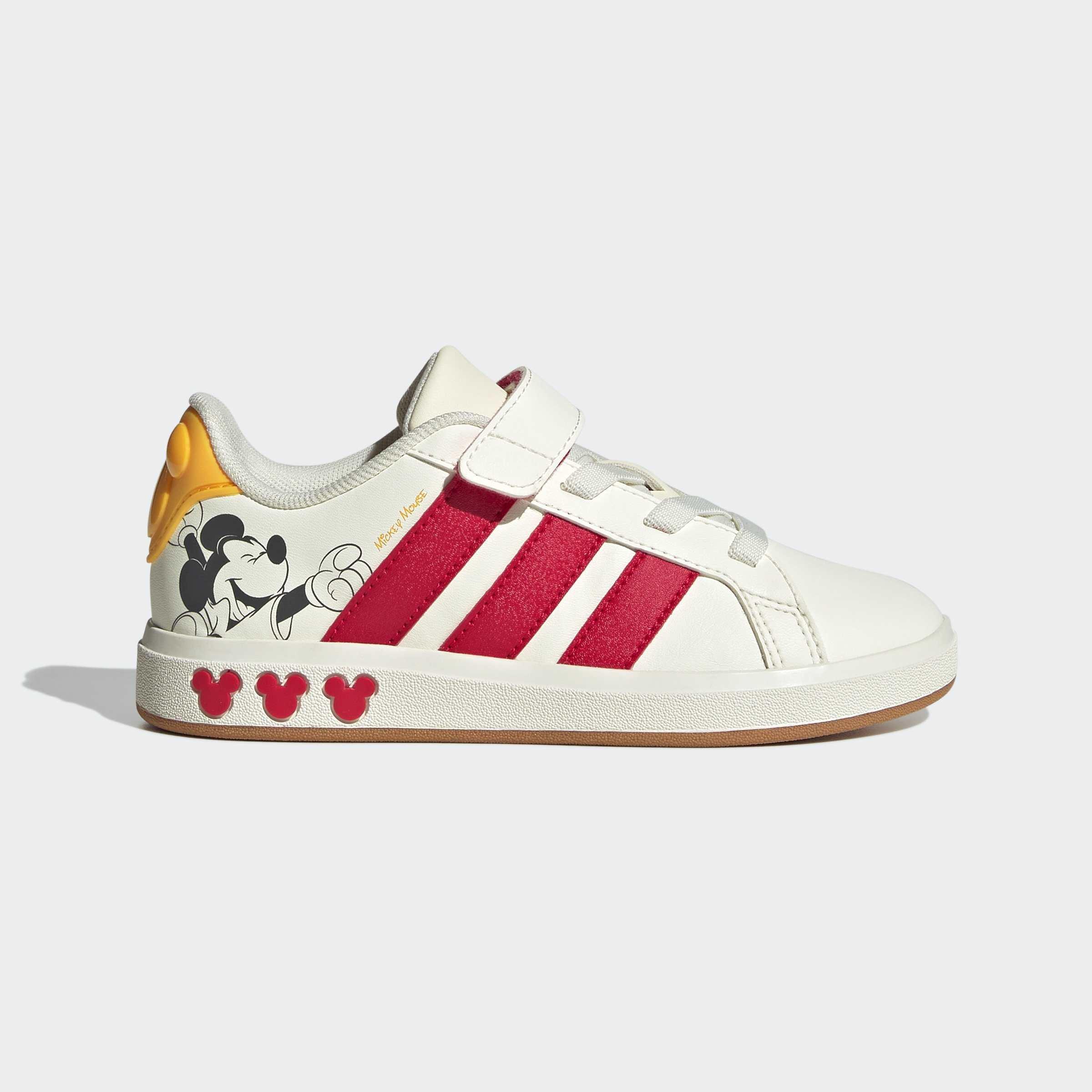 Kids Unisex adidas Disney Mickey Mouse Grand Court Shoes, White, A701_ONE, medium