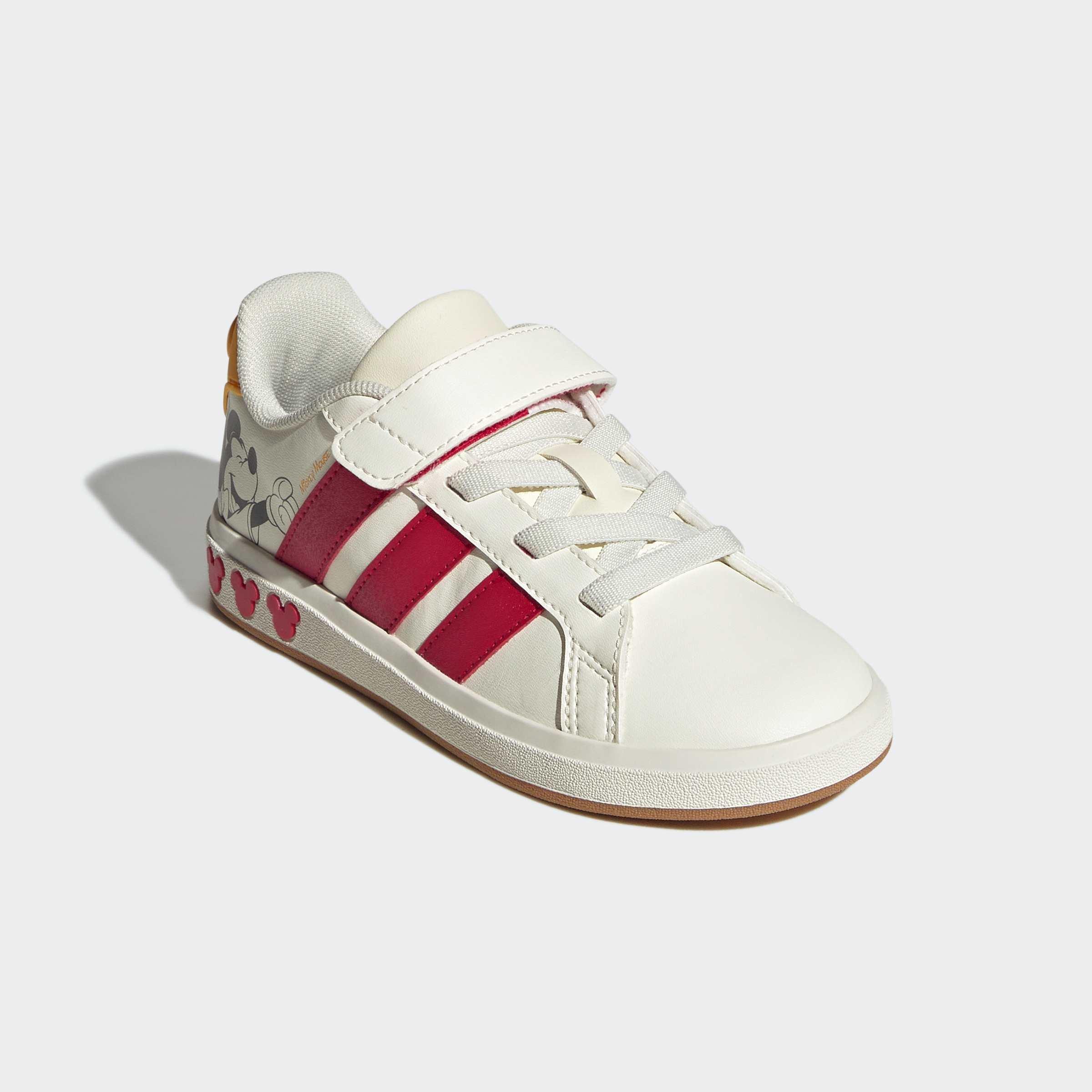 Kids Unisex adidas Disney Mickey Mouse Grand Court Shoes, White, A701_ONE, medium