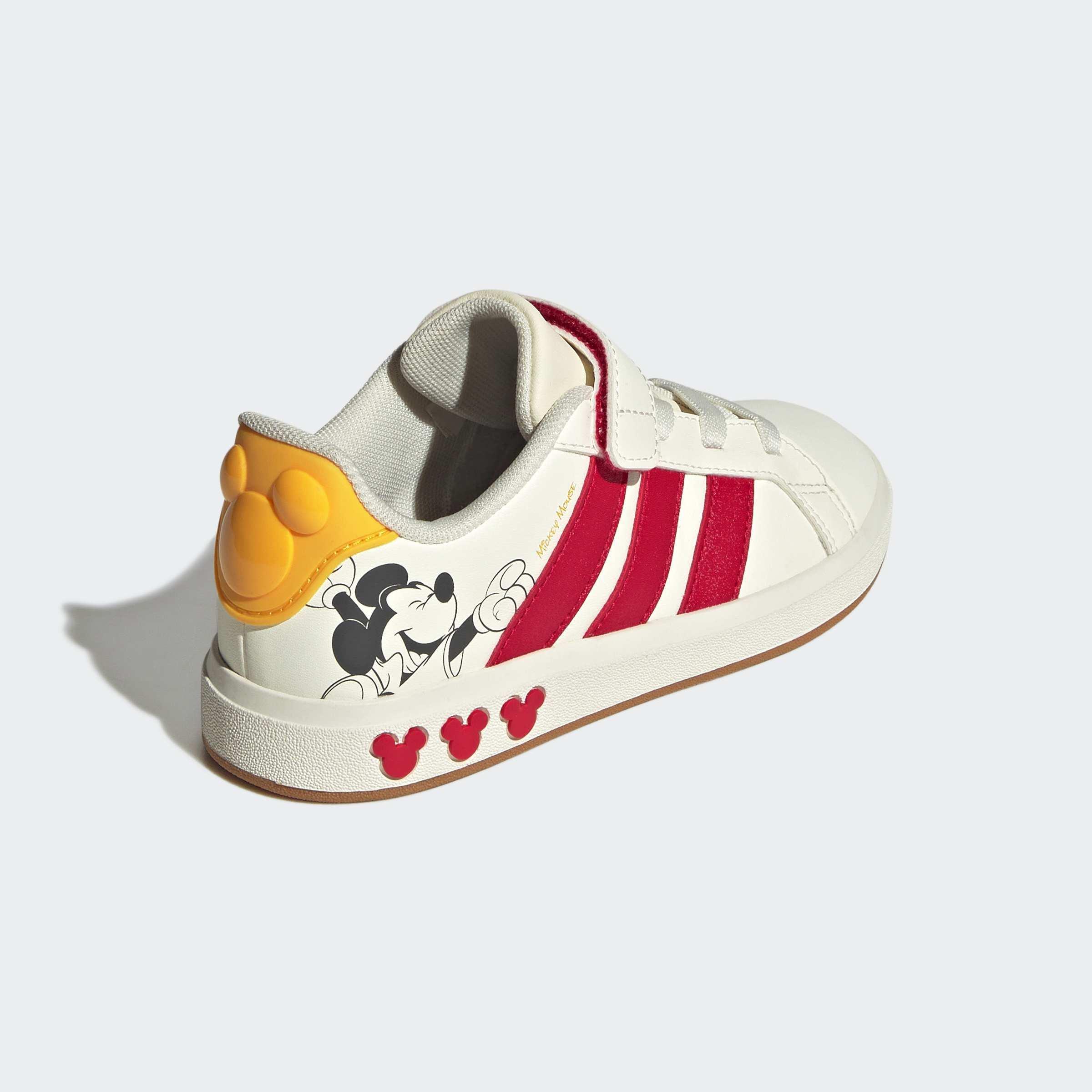 Kids Unisex adidas Disney Mickey Mouse Grand Court Shoes, White, A701_ONE, large image number 3
