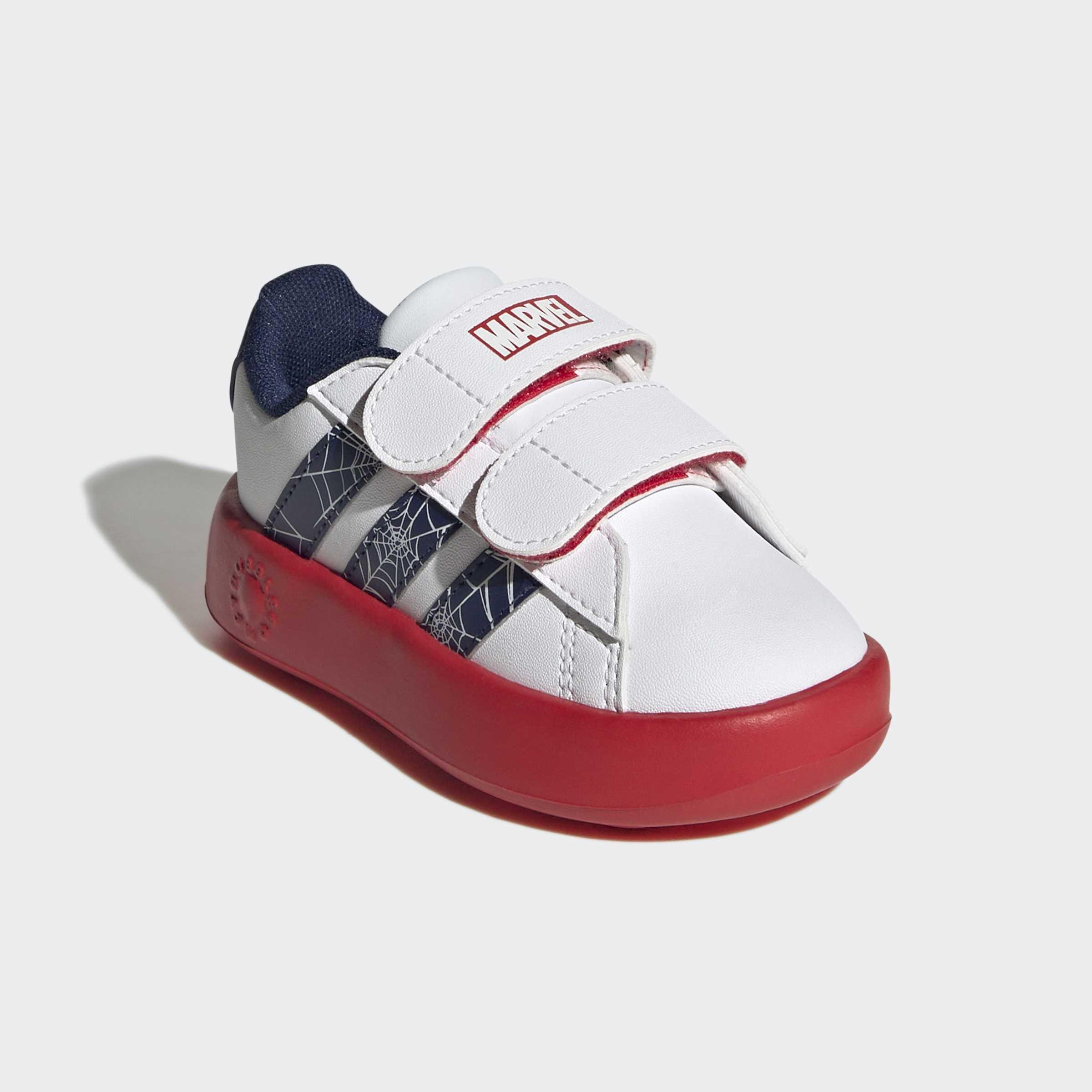 Kids Unisex adidas Marvel Spider-Man Grand Court Shoes Infants, White, A701_ONE, large image number 2