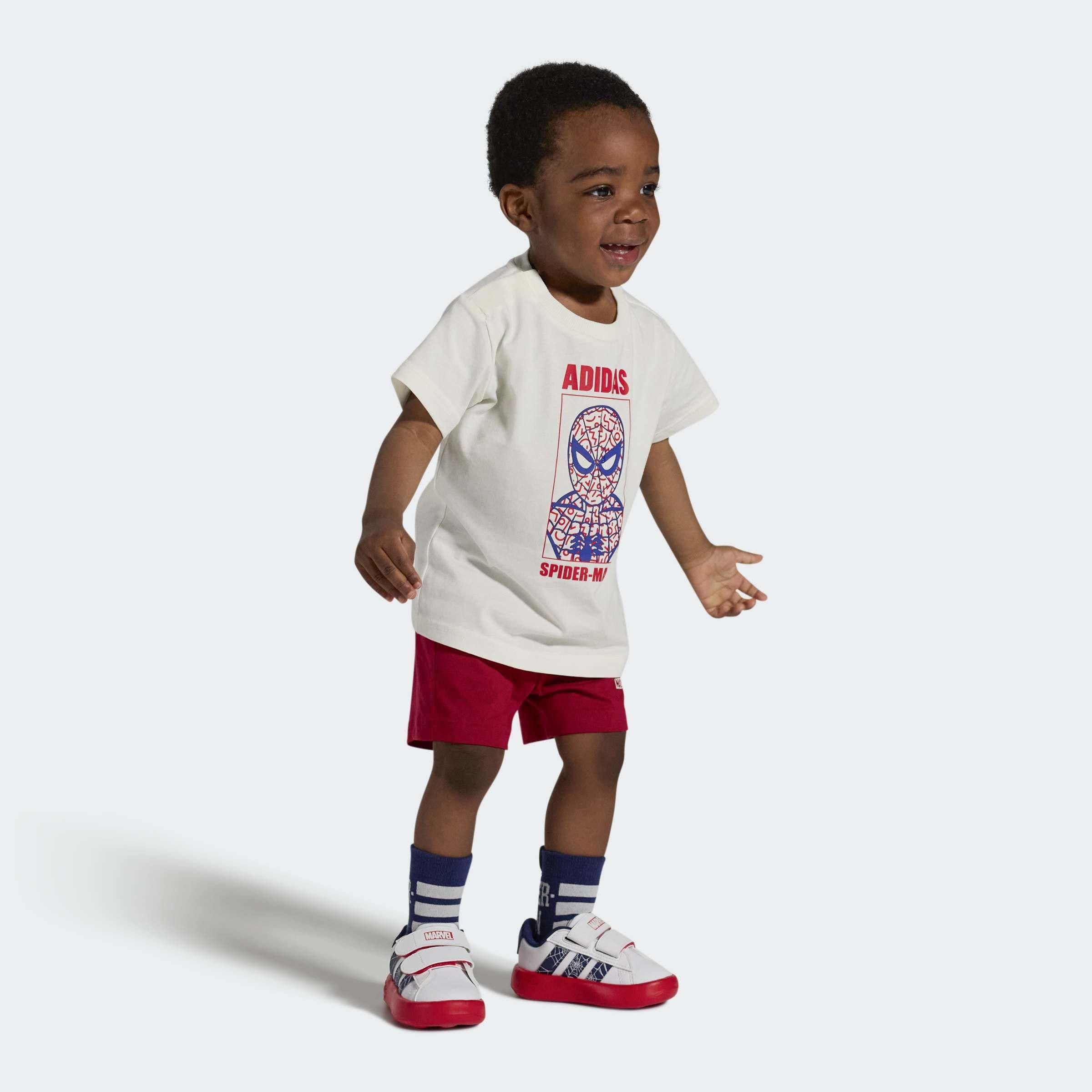 Kids Unisex adidas Marvel Spider-Man Grand Court Shoes Infants, White, A701_ONE, large image number 3