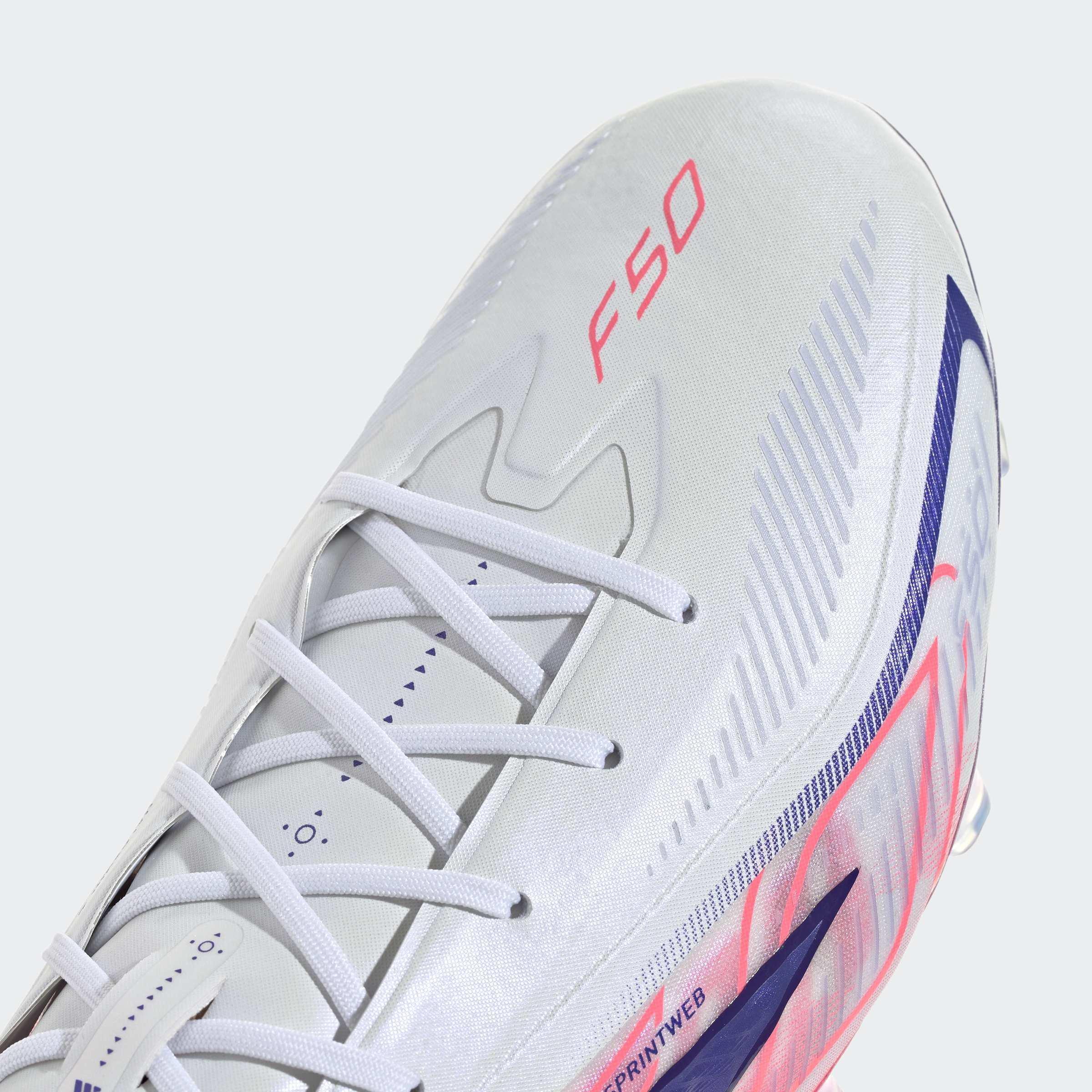 Unisex F50 Hyperfast Elite Firm Ground Football Boots, White, A701_ONE, large image number 5