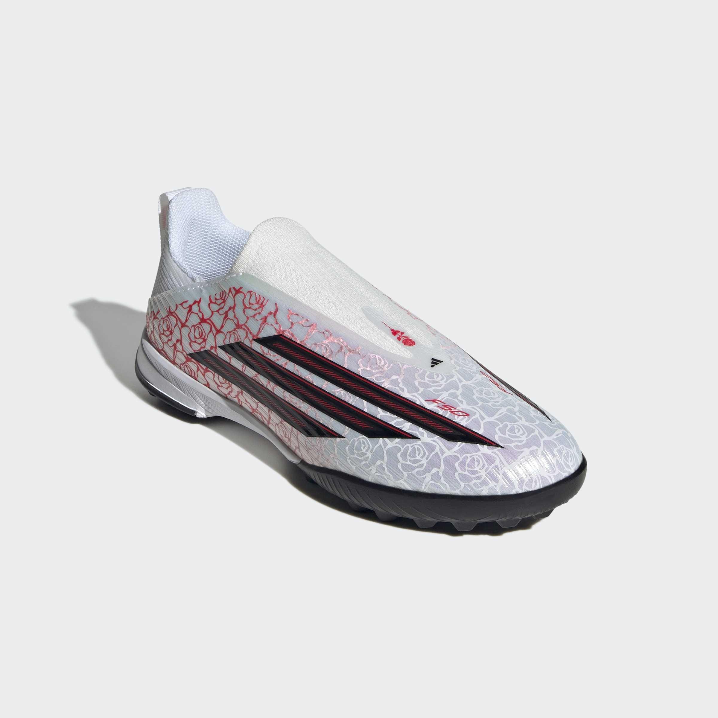 Kids Unisex F50 League Lamine Yamal Laceless Turf Football Boots, White, A701_ONE, large image number 2