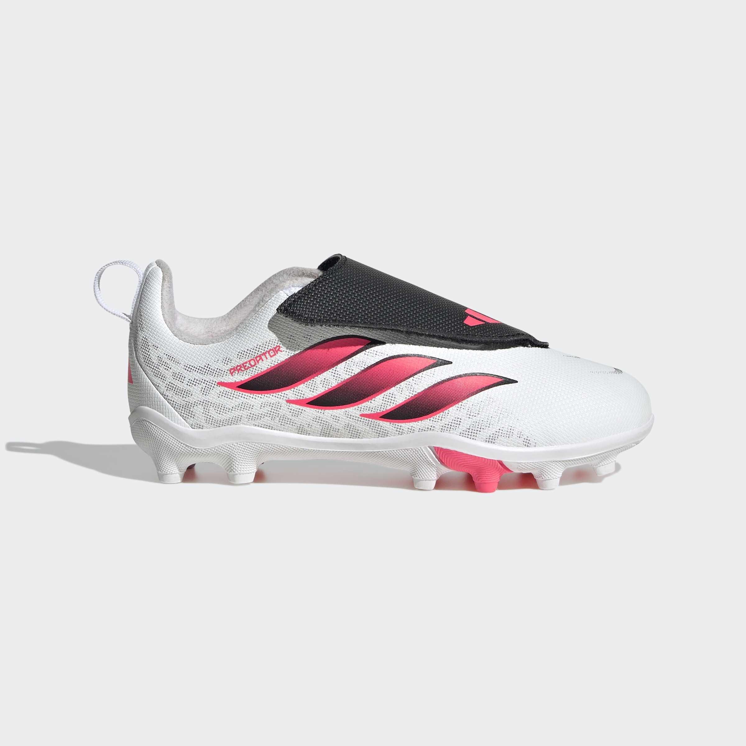 Kids Unisex Predator Club Hook and Loop Firm Ground / Multi Ground Football Boots, White, A701_ONE, medium