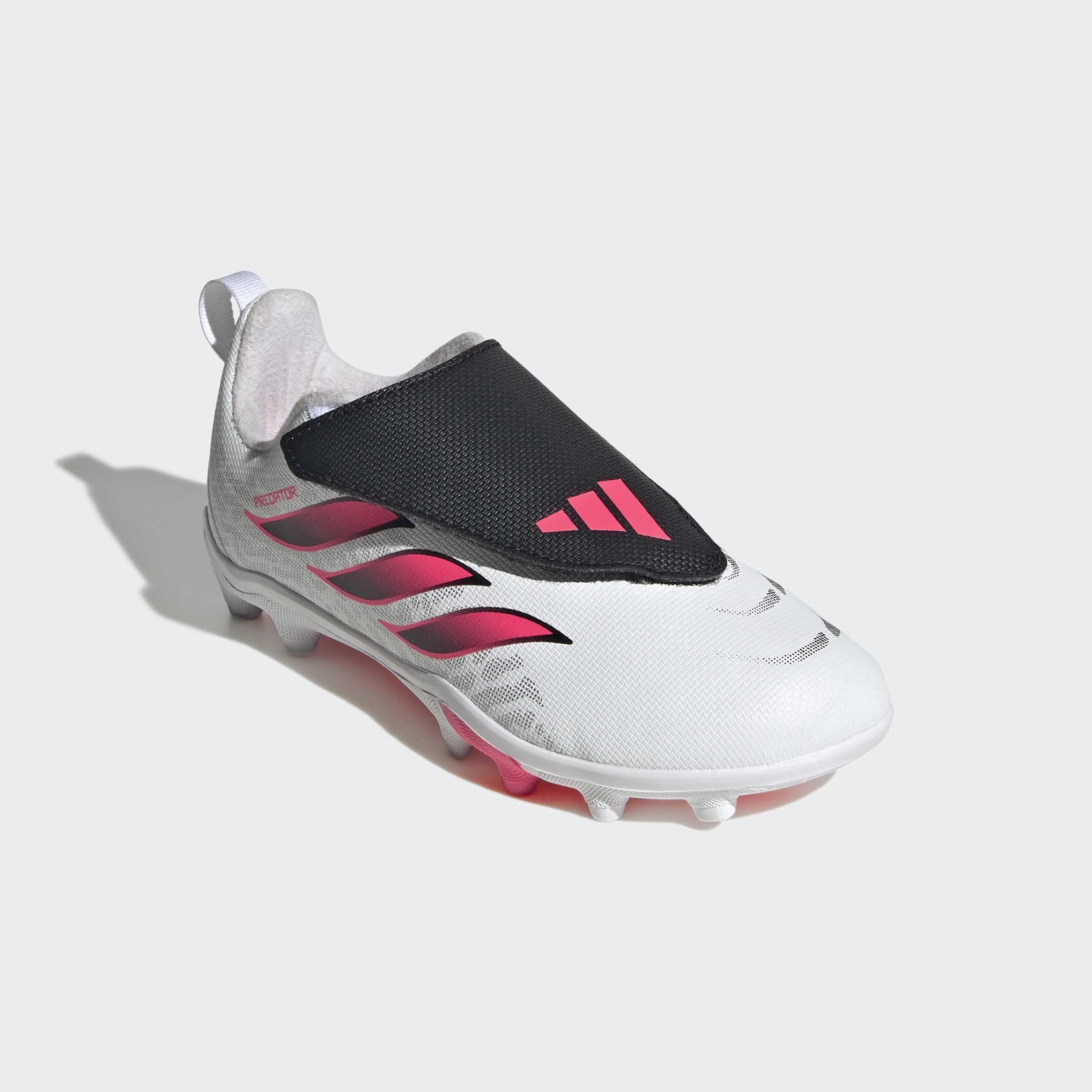 Kids Unisex Predator Club Hook and Loop Firm Ground / Multi Ground Football Boots, White, A701_ONE, large image number 3