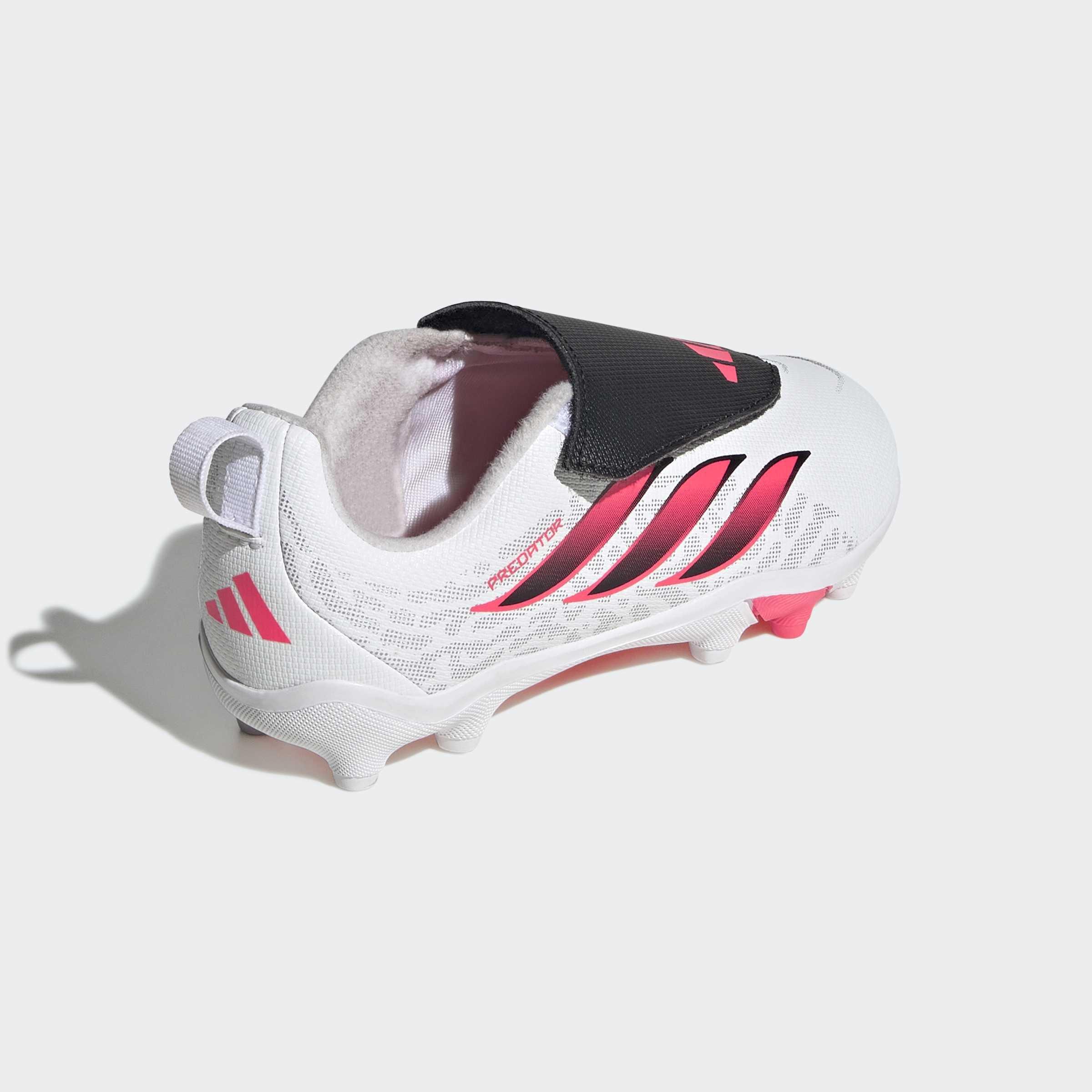 Kids Unisex Predator Club Hook and Loop Firm Ground / Multi Ground Football Boots, White, A701_ONE, large image number 4
