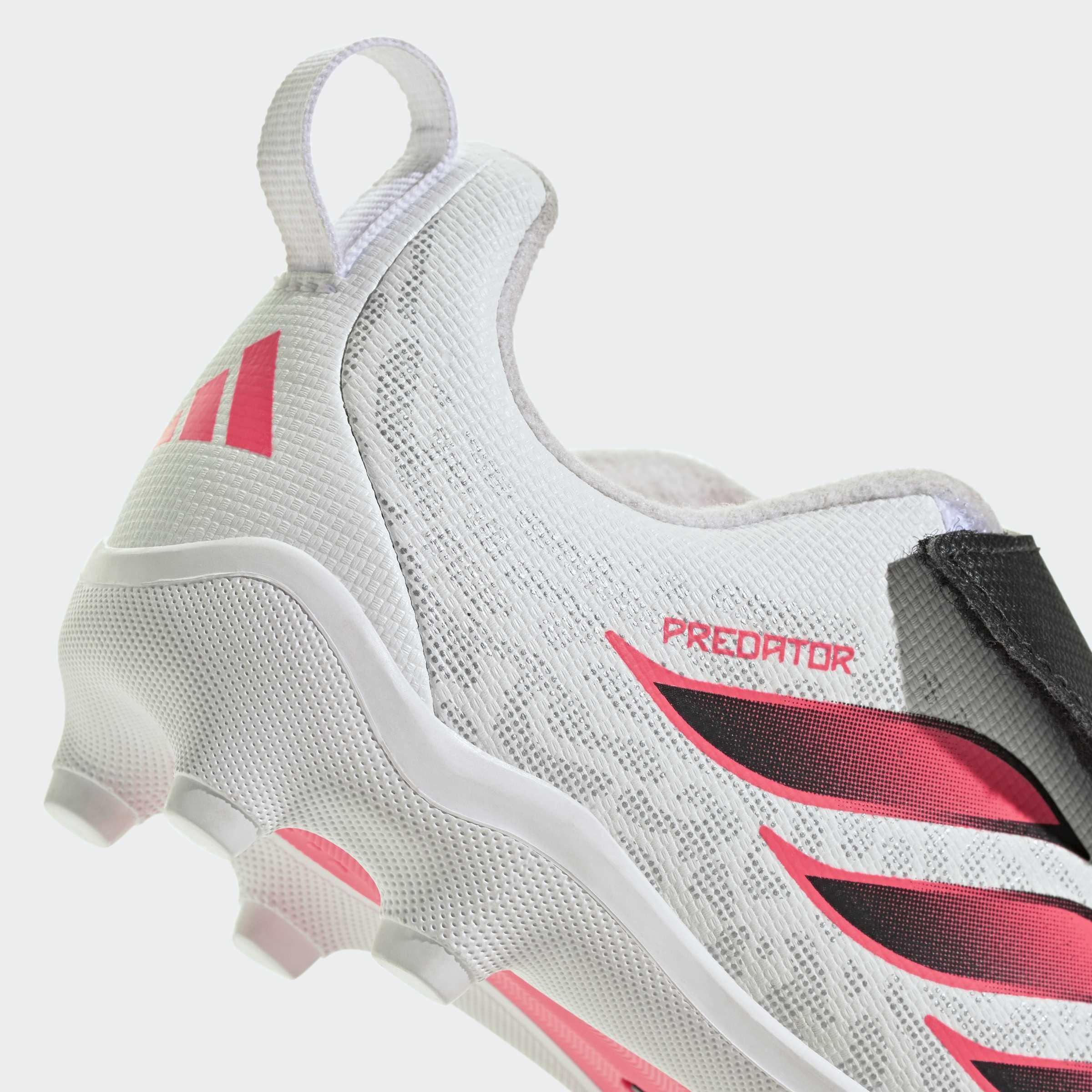 Kids Unisex Predator Club Hook and Loop Firm Ground / Multi Ground Football Boots, White, A701_ONE, large image number 5