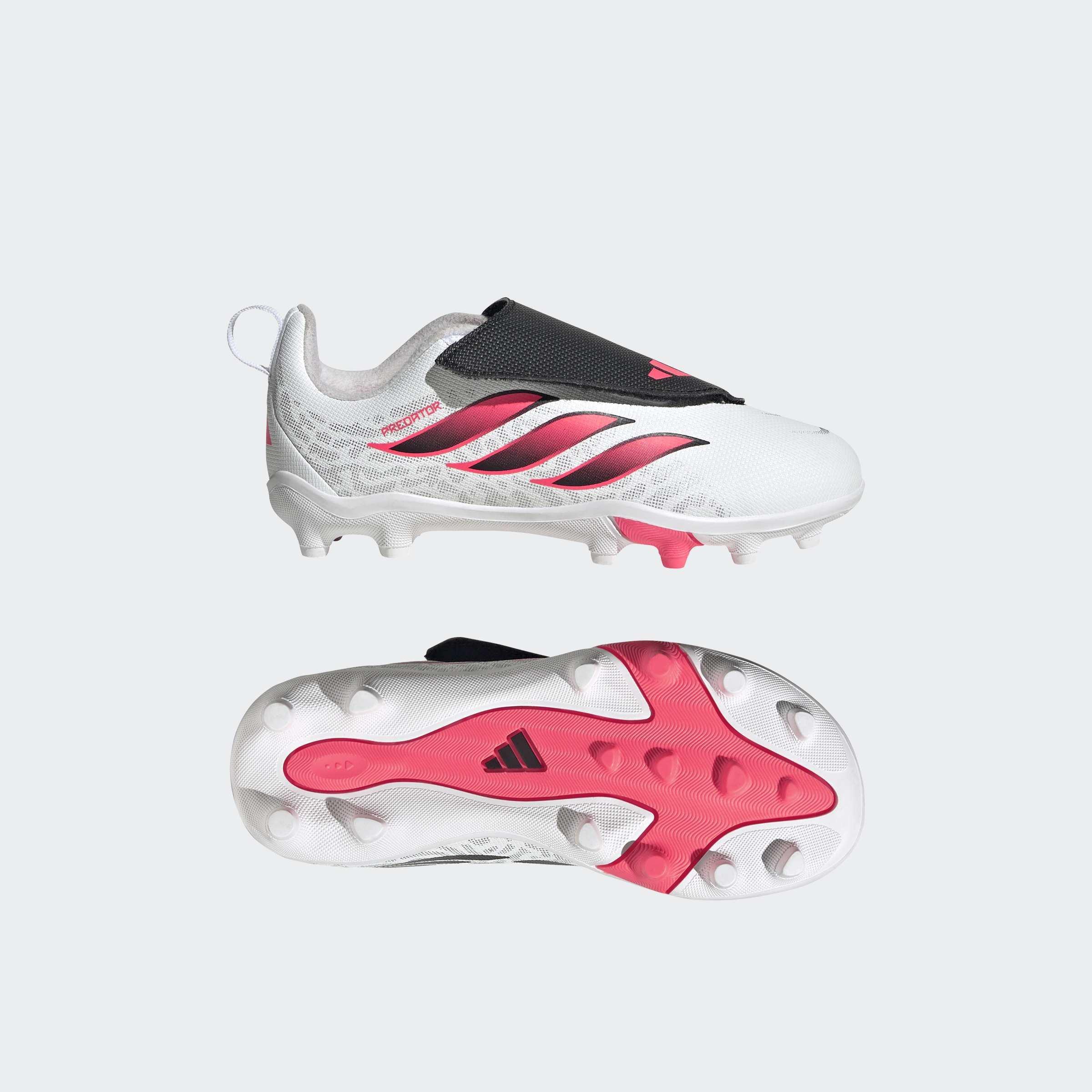 Kids Unisex Predator Club Hook and Loop Firm Ground / Multi Ground Football Boots, White, A701_ONE, large image number 7