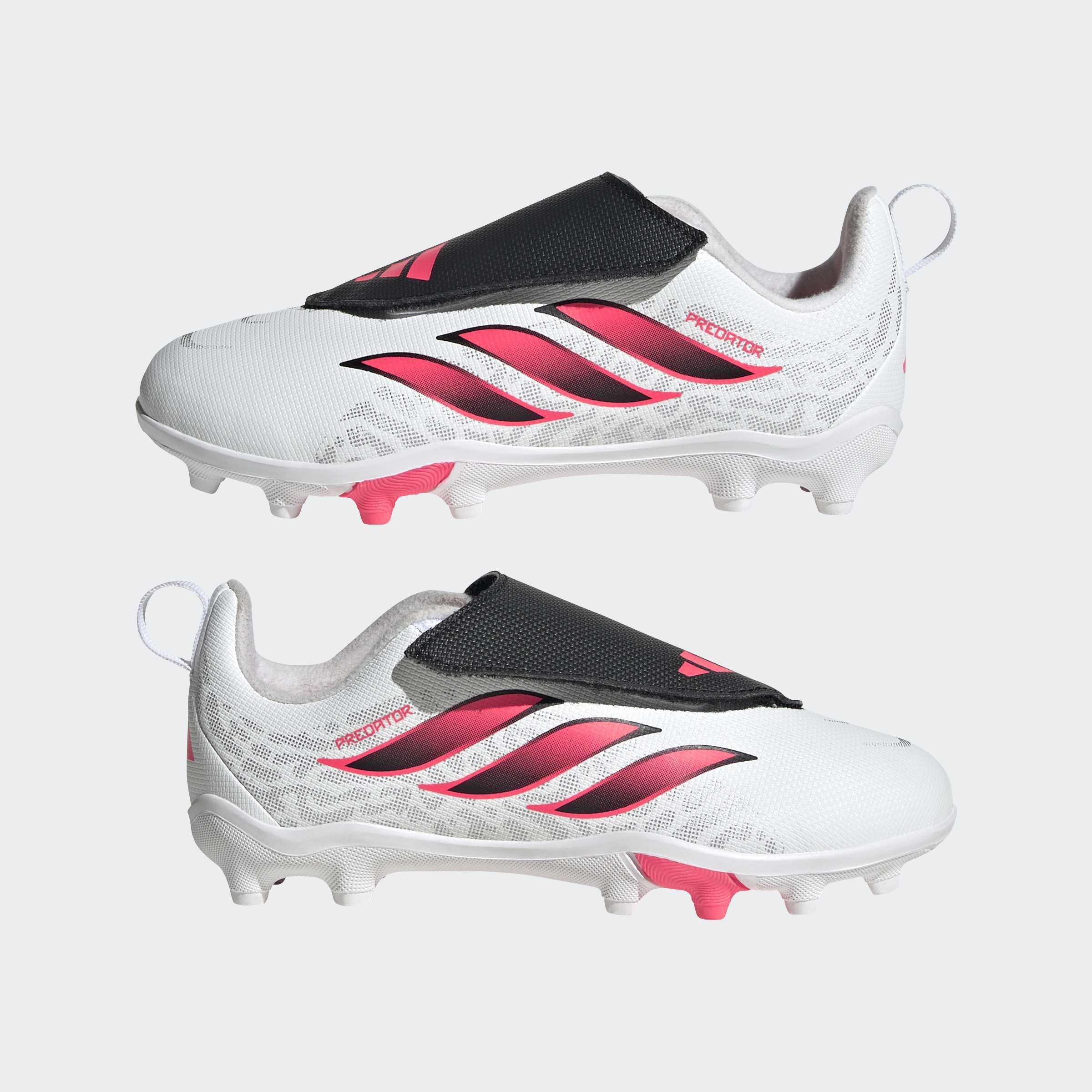 Kids Unisex Predator Club Hook and Loop Firm Ground / Multi Ground Football Boots, White, A701_ONE, large image number 8