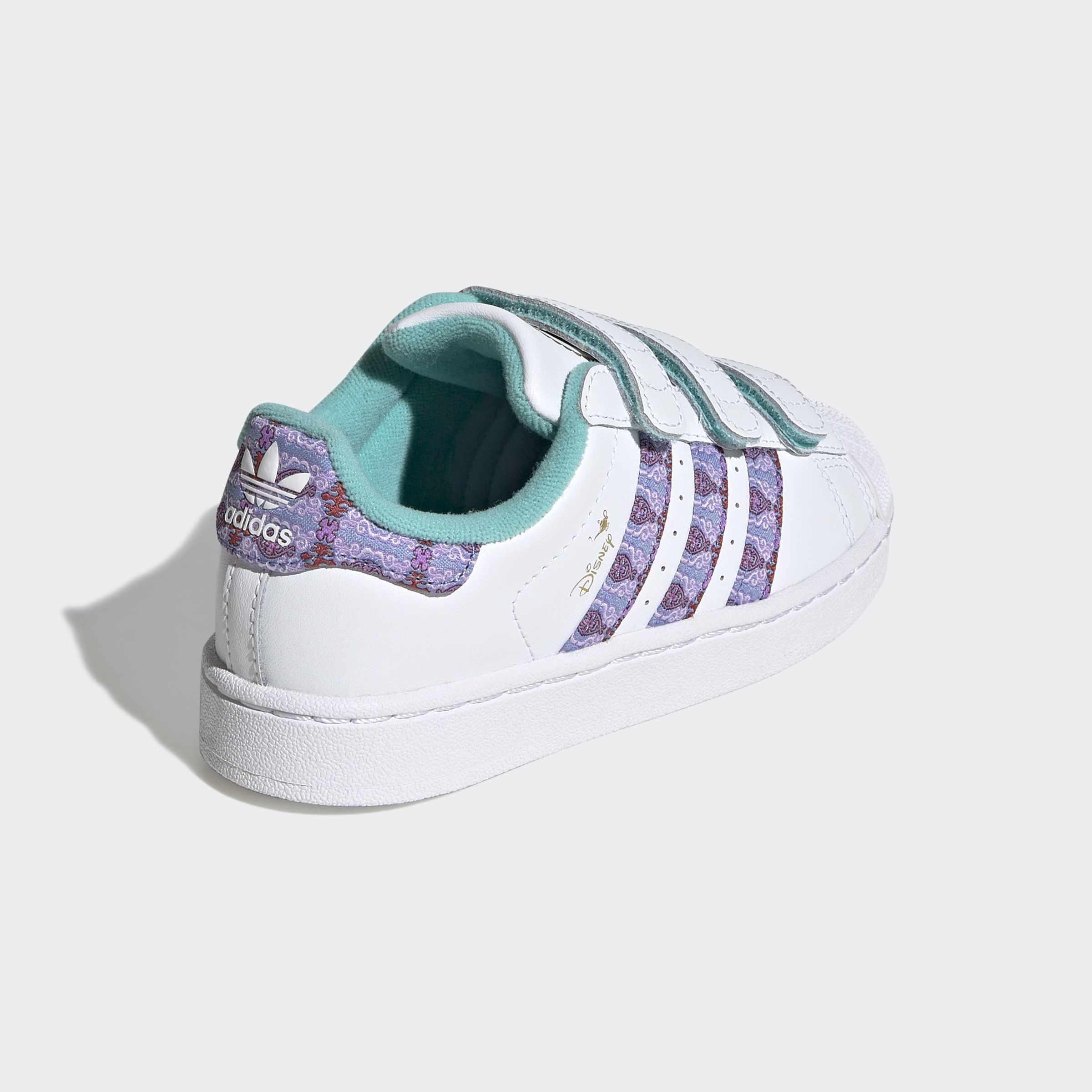 Kids Unisex Adidas Disney Princess Superstar II Comfort Closure Shoes, White, A701_ONE, large image number 3