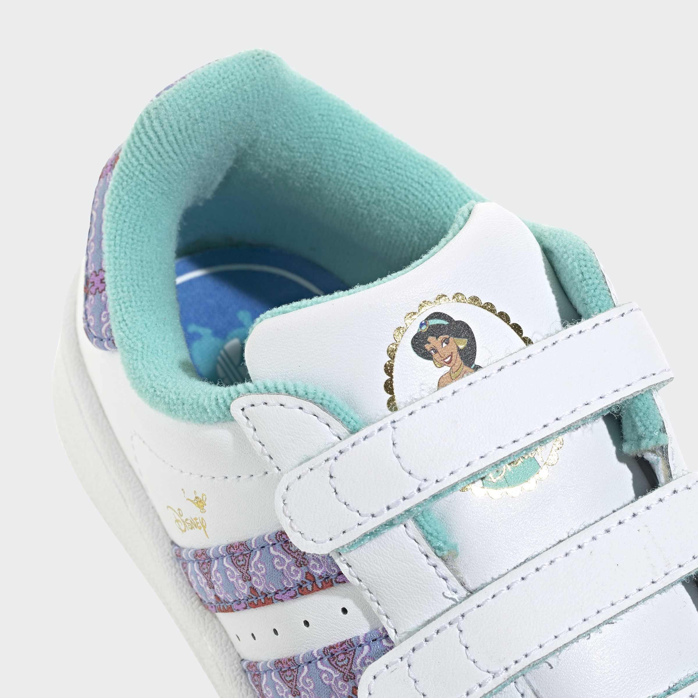 Kids Unisex Adidas Disney Princess Superstar II Comfort Closure Shoes, White, A701_ONE, large image number 5