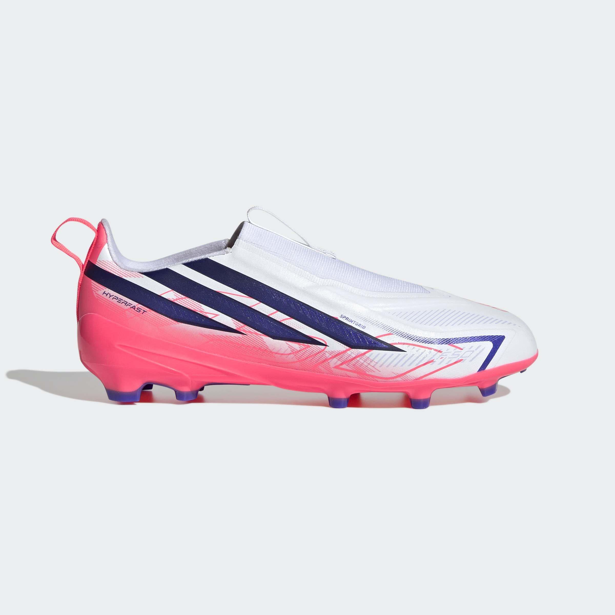 Kids Unisex F50 Hyperfast League Laceless Firm Ground Football Boots, White