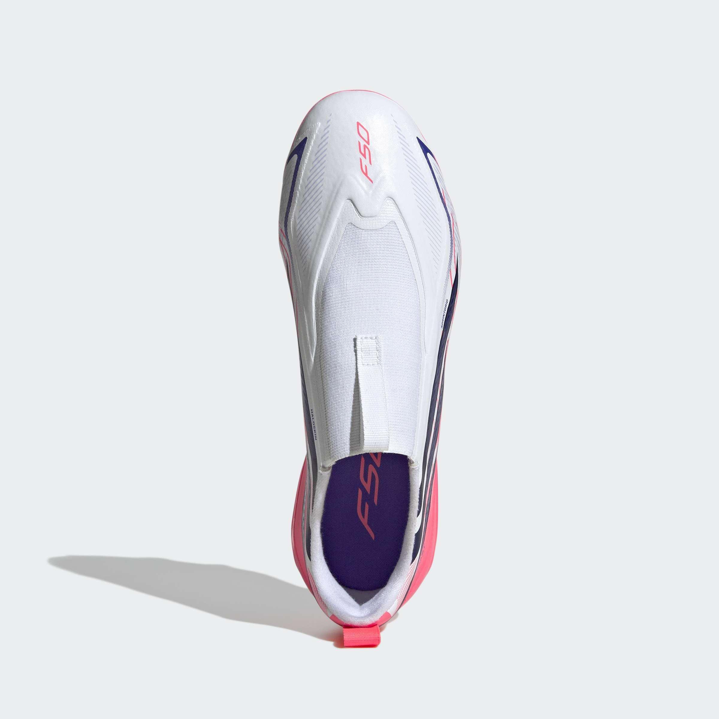 Kids Unisex F50 Hyperfast League Laceless Firm Ground Football Boots, White