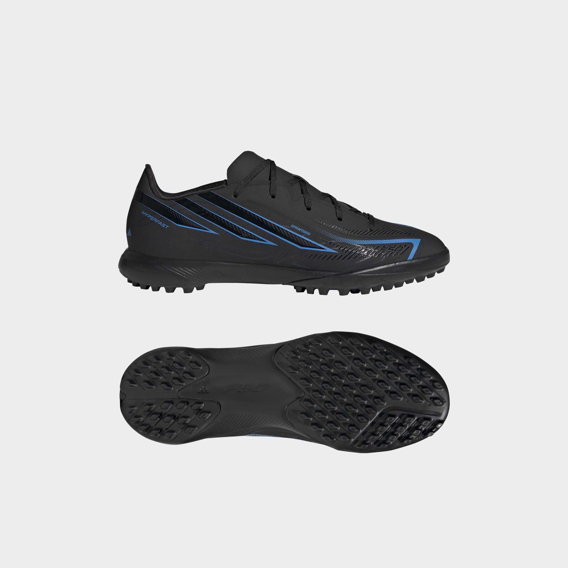Kids Unisex F50 Hyperfast League Turf Football Boots, Black, A701_ONE, large image number 7