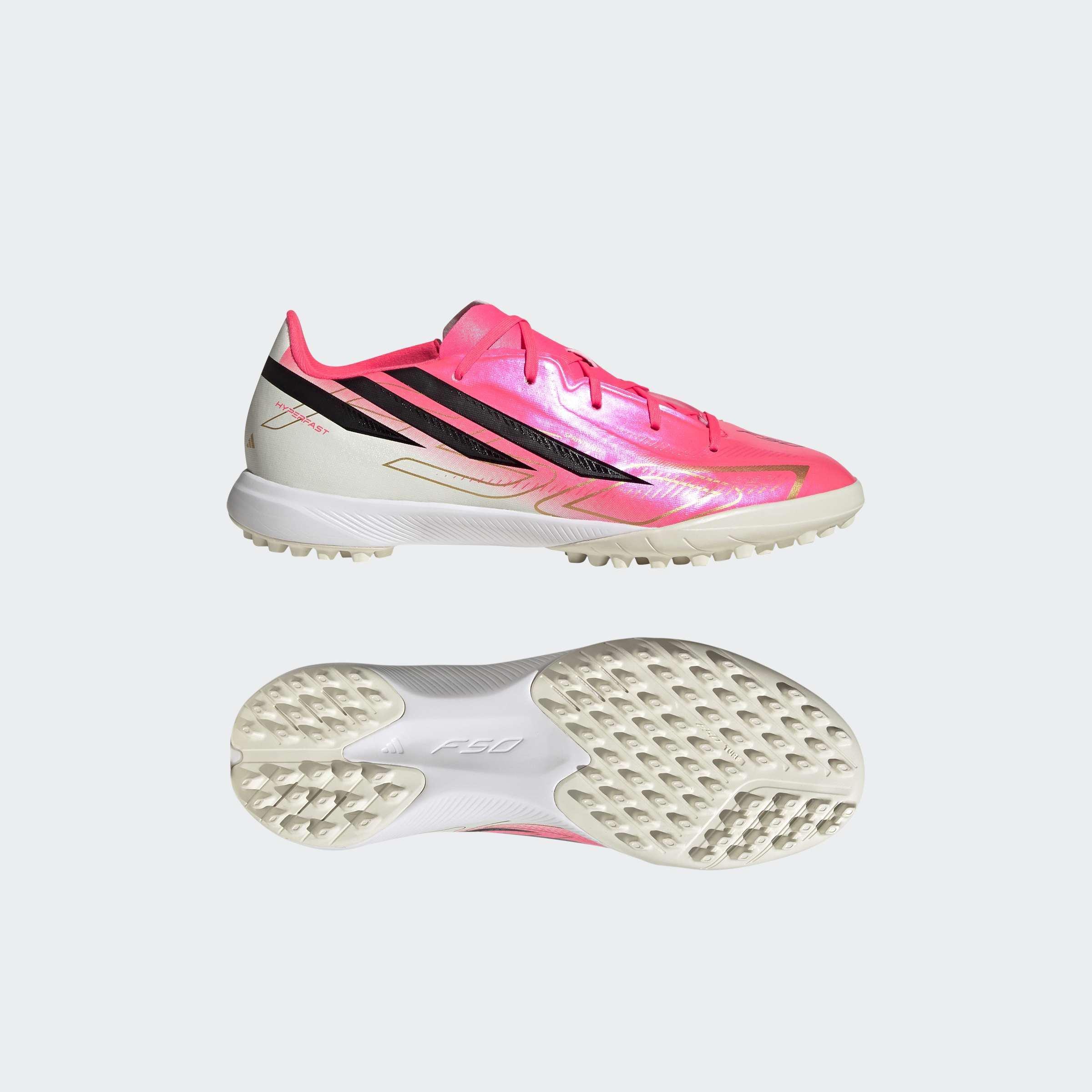 Kids Unisex F50 Hyperfast League Turf Football Boots, Pink, A701_ONE, large image number 6